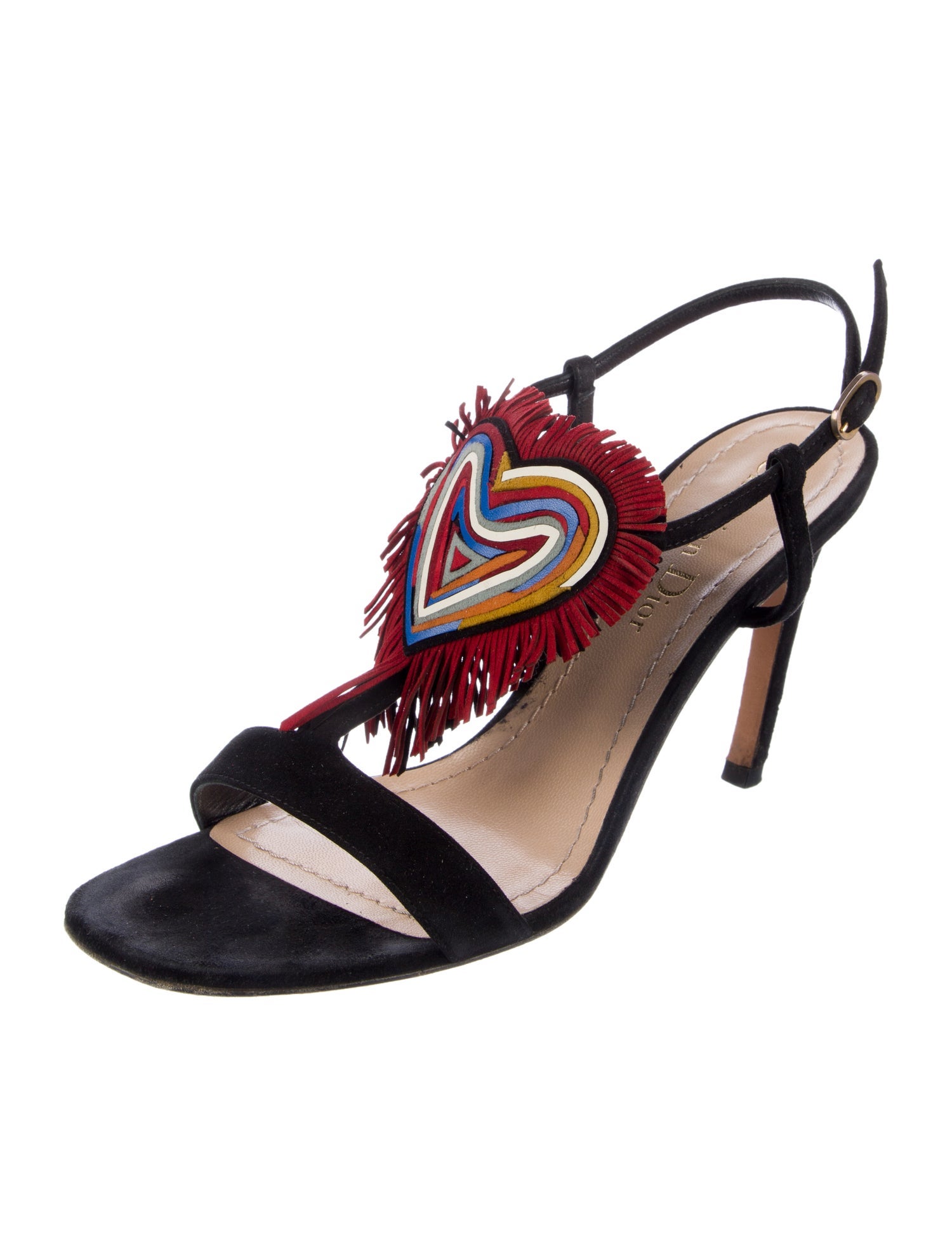 Christian Dior Suede Tassel Accents Slingback Sandals