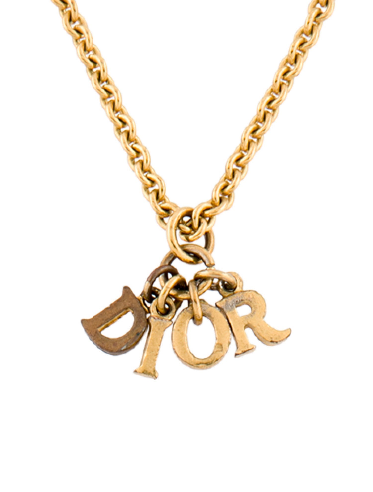 Christian Dior Vintage Logo Charm Pendant Necklace