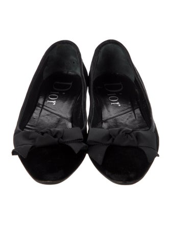 Christian Dior Velvet Bow Accents Ballet Flats