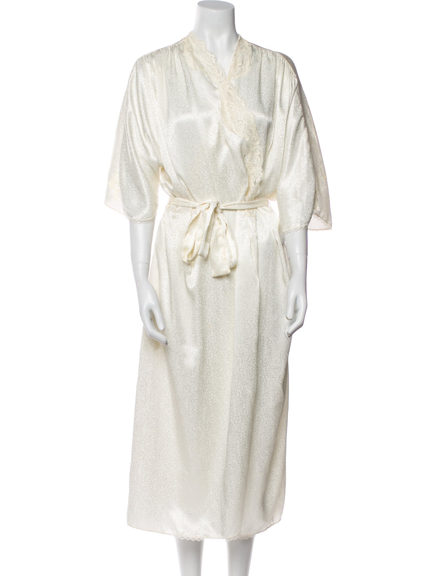 Christian Dior Printed Lace Trim Embellishment Robe
