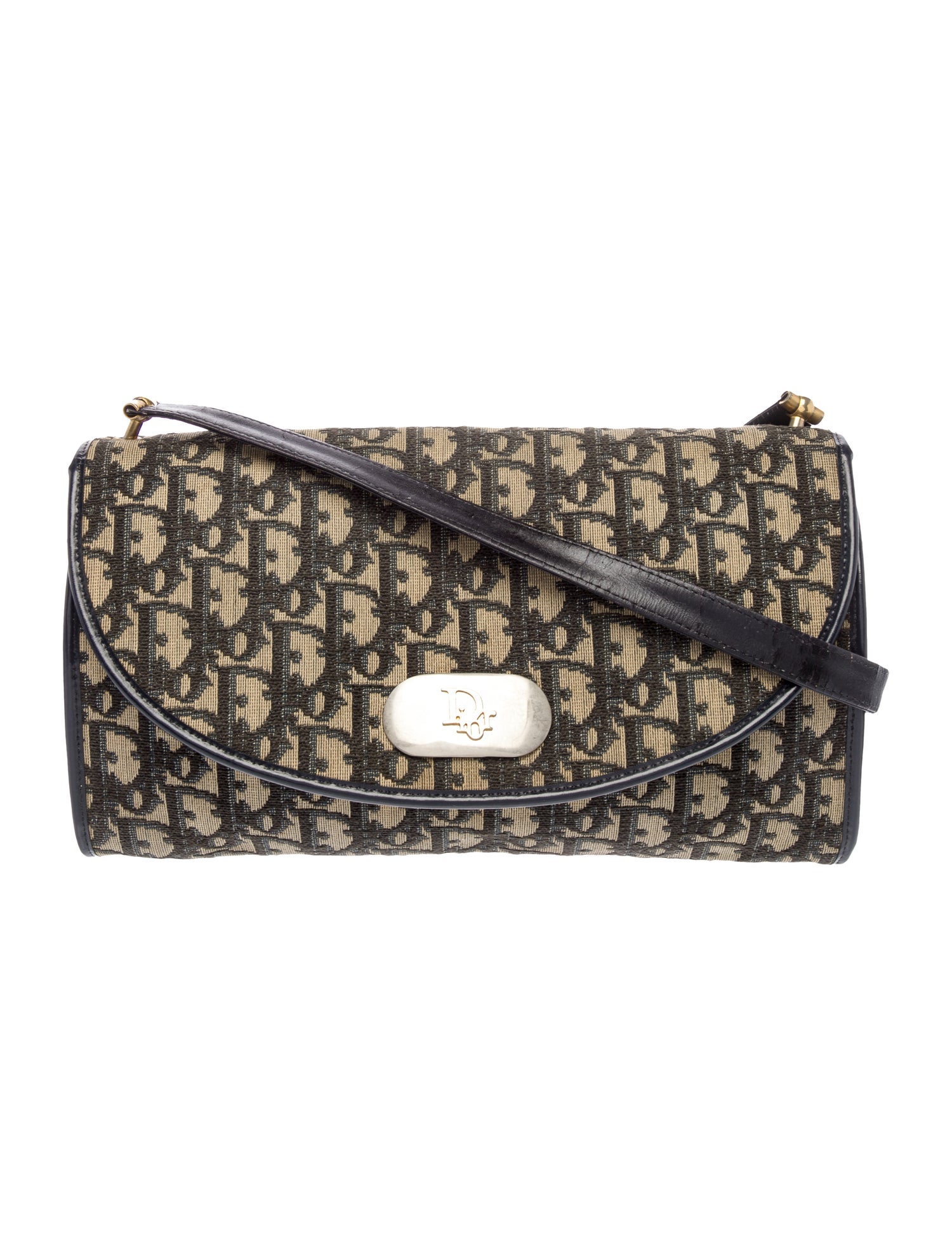 rio　クリスチャンディオール Christian Dior Crocodile-Embossed Patent Gaucho Saddle Bag - Brown