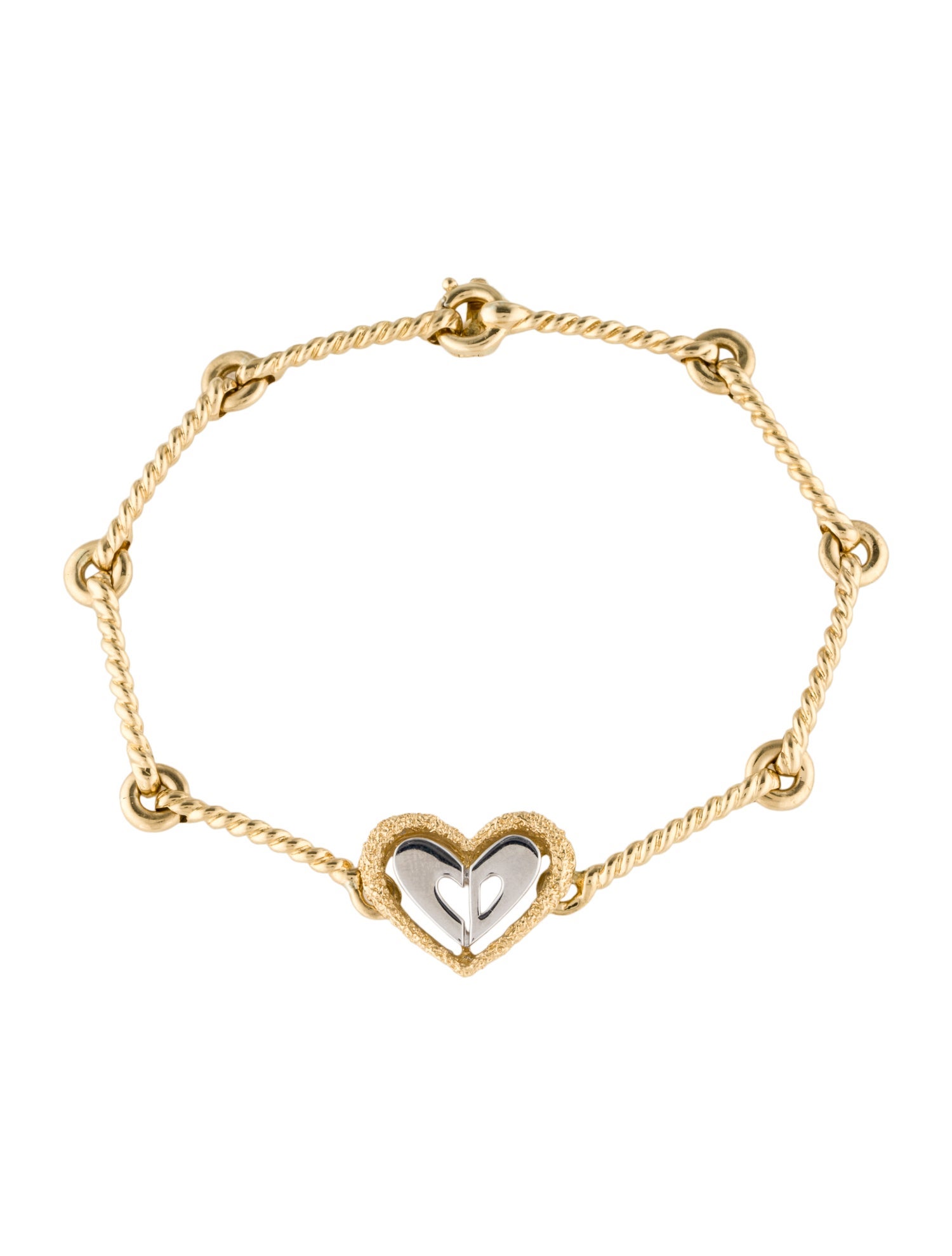 Christian Dior Vintage 18K CD Heart Charm Bracelet