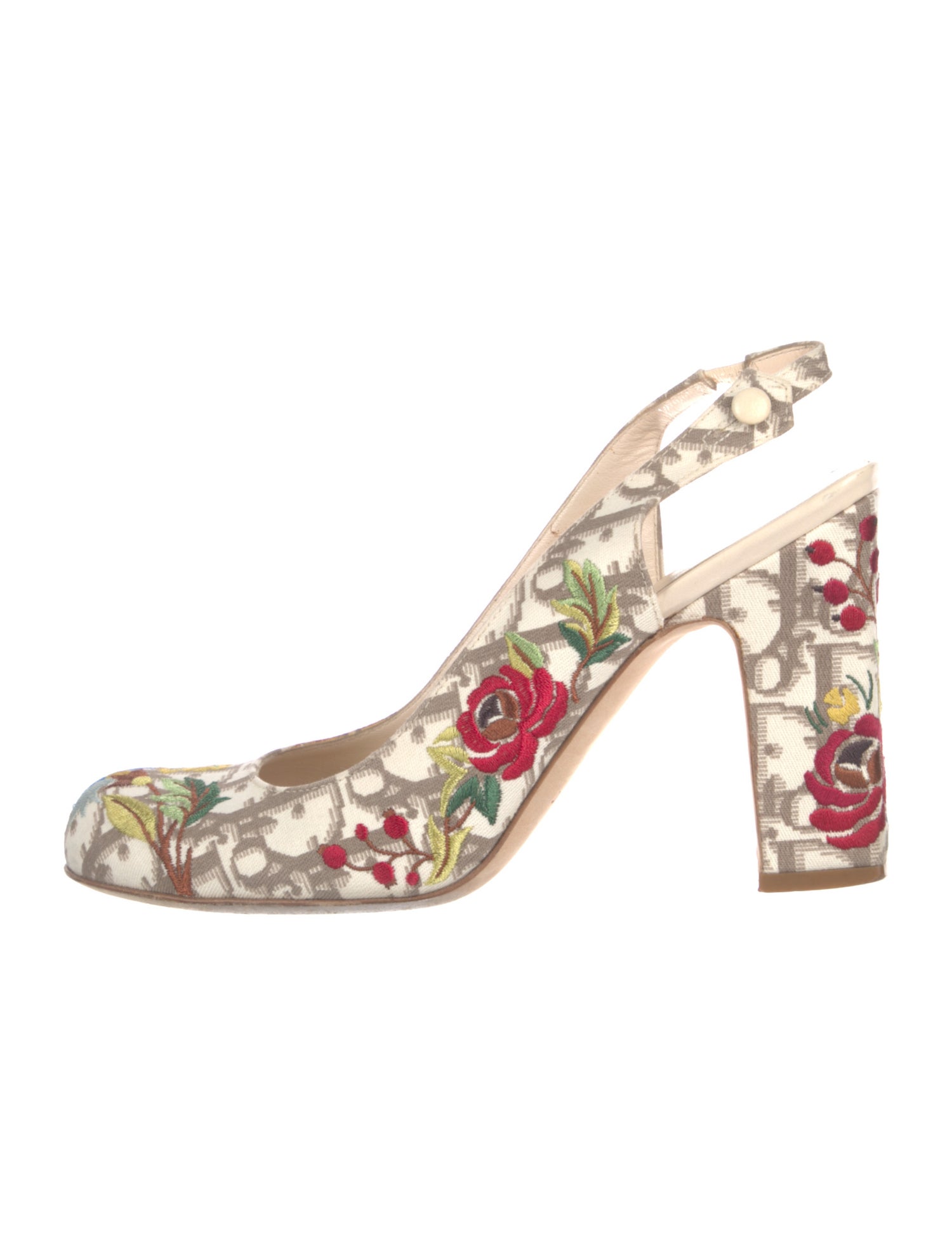 Christian Dior Vintage Diorissimo Pattern Slingback Pumps