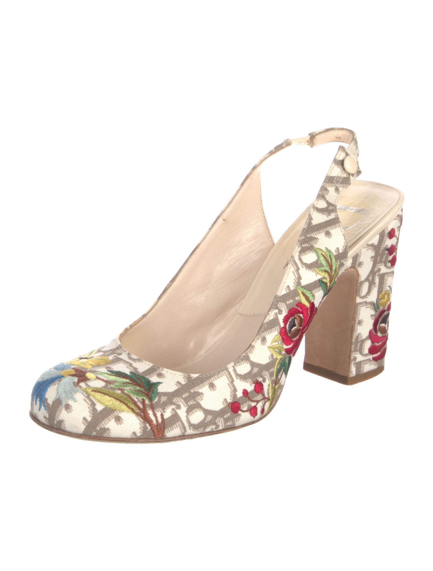Christian Dior Vintage Diorissimo Pattern Slingback Pumps