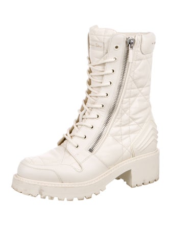 Christian Dior Cannage Pattern Leather Combat Boots