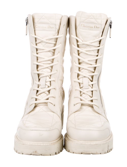 Christian Dior Cannage Pattern Leather Combat Boots