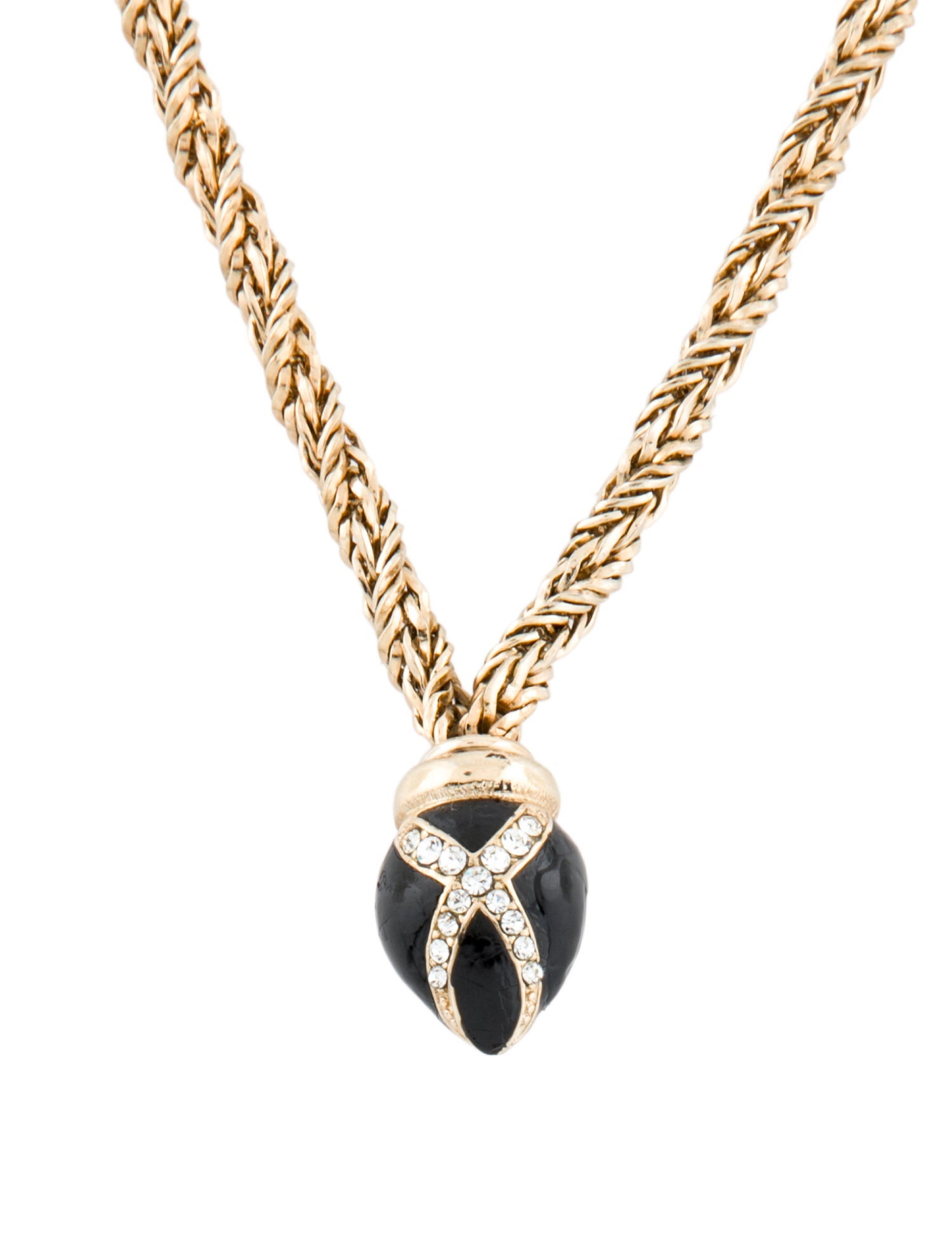 Christian Dior Crystal & Enamel Pendant Necklace