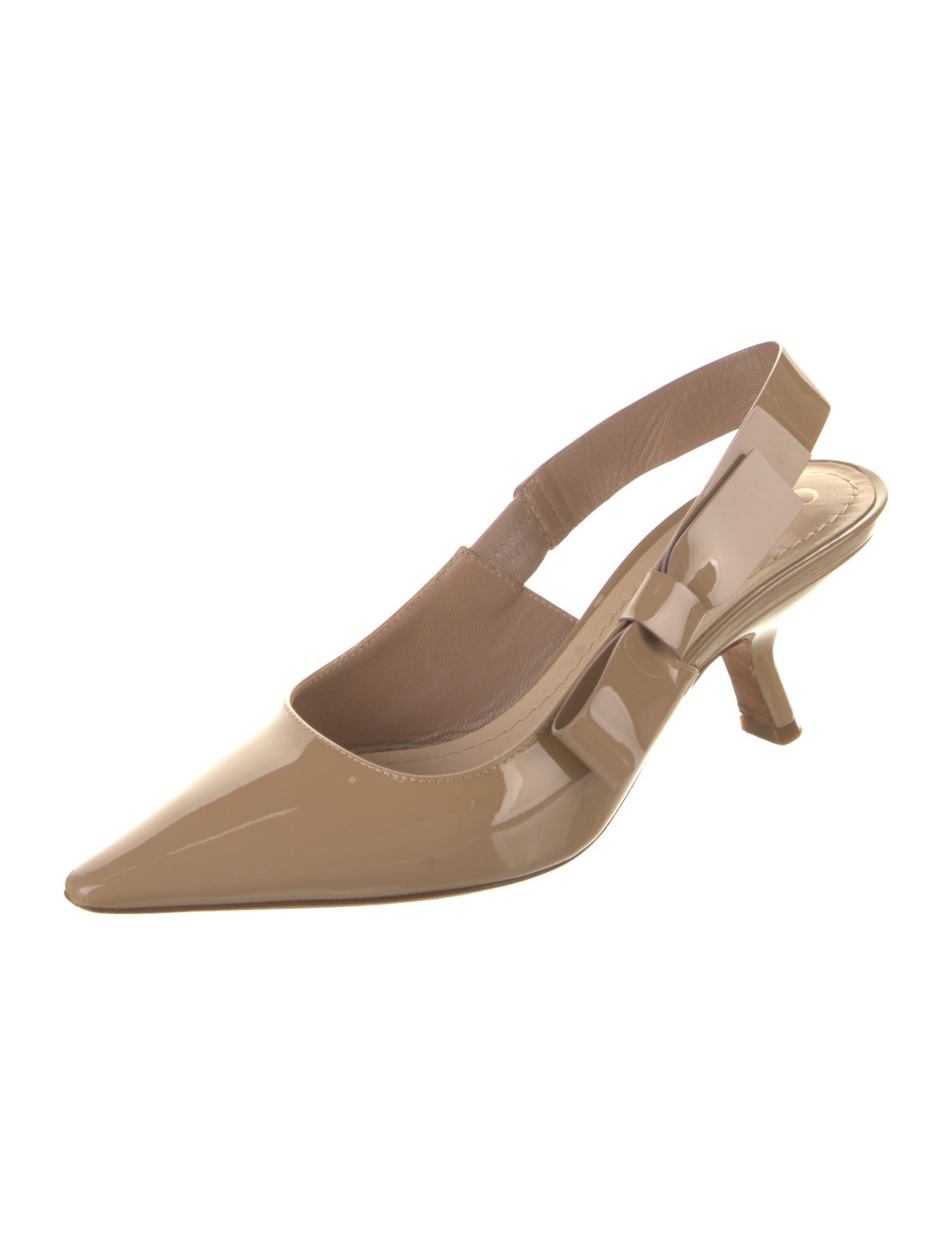 Christian Dior Patent Leather Bow Accents Slingback Pumps
