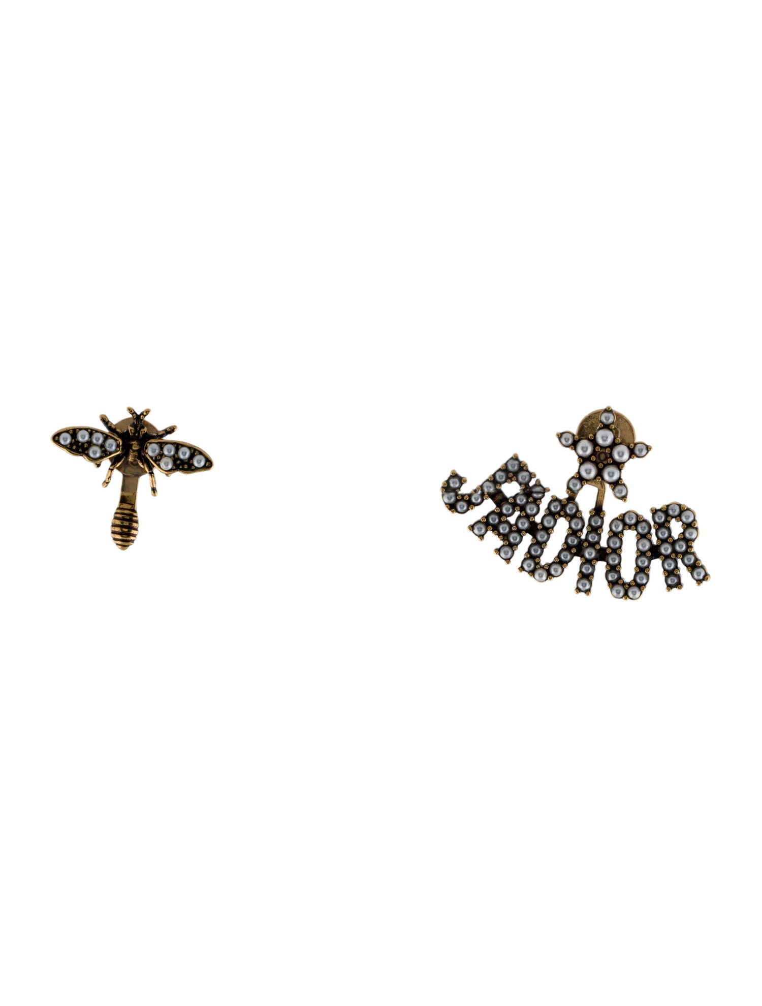 Christian Dior Faux Pearl J'Adior Asymmetrical Earrings