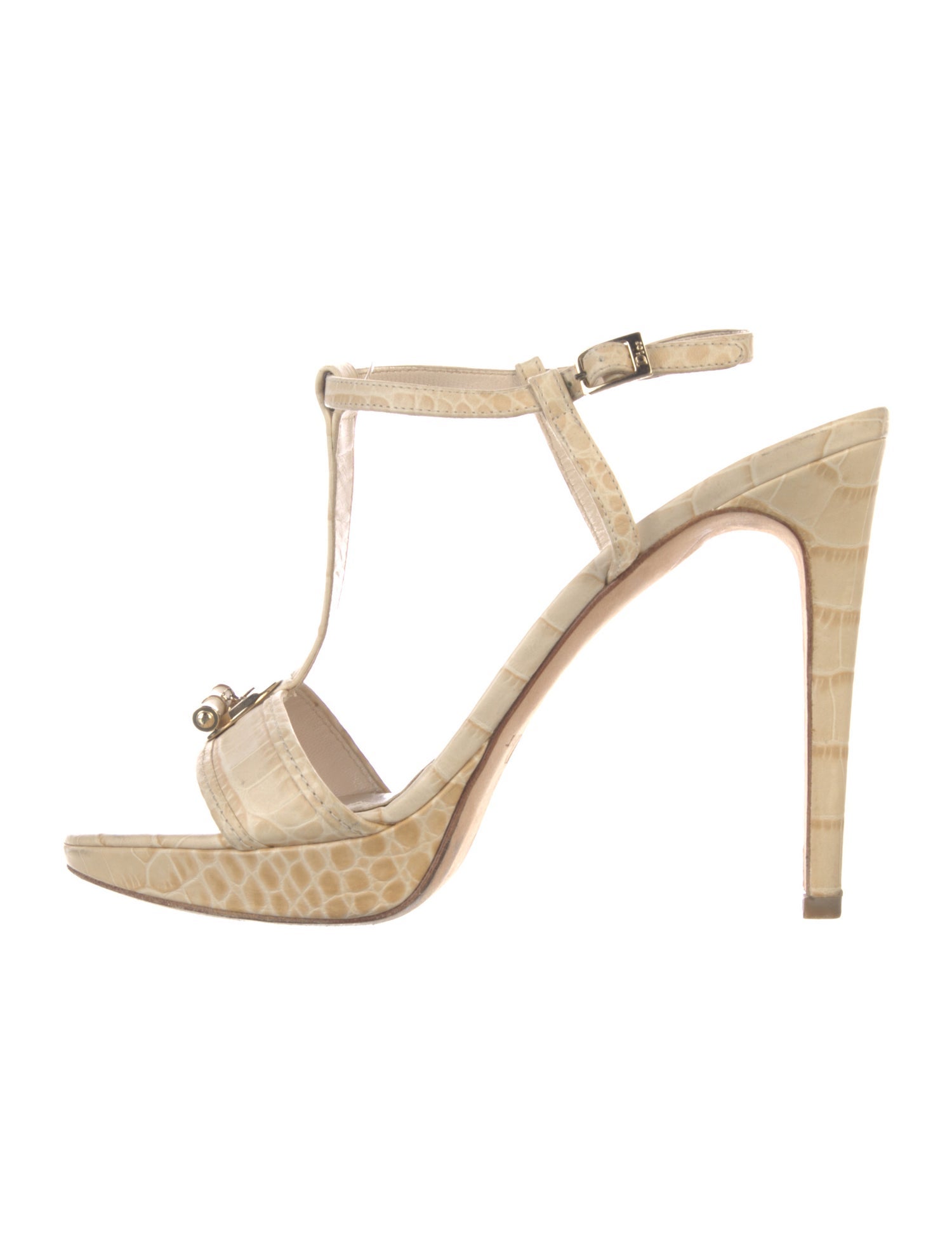 Christian Dior Embossed Leather T-Strap Sandals