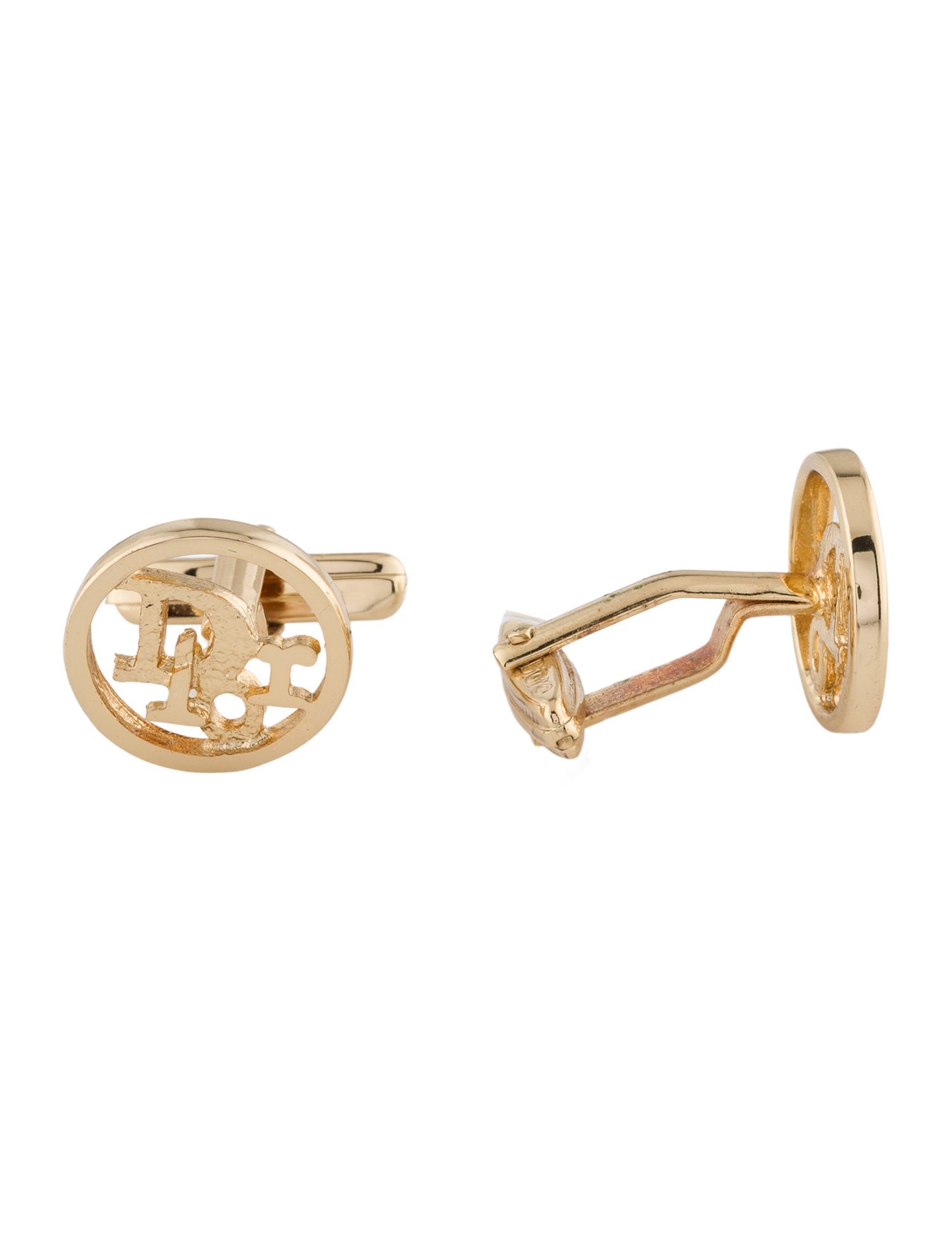 Christian Dior Vintage Round Logo Cufflinks