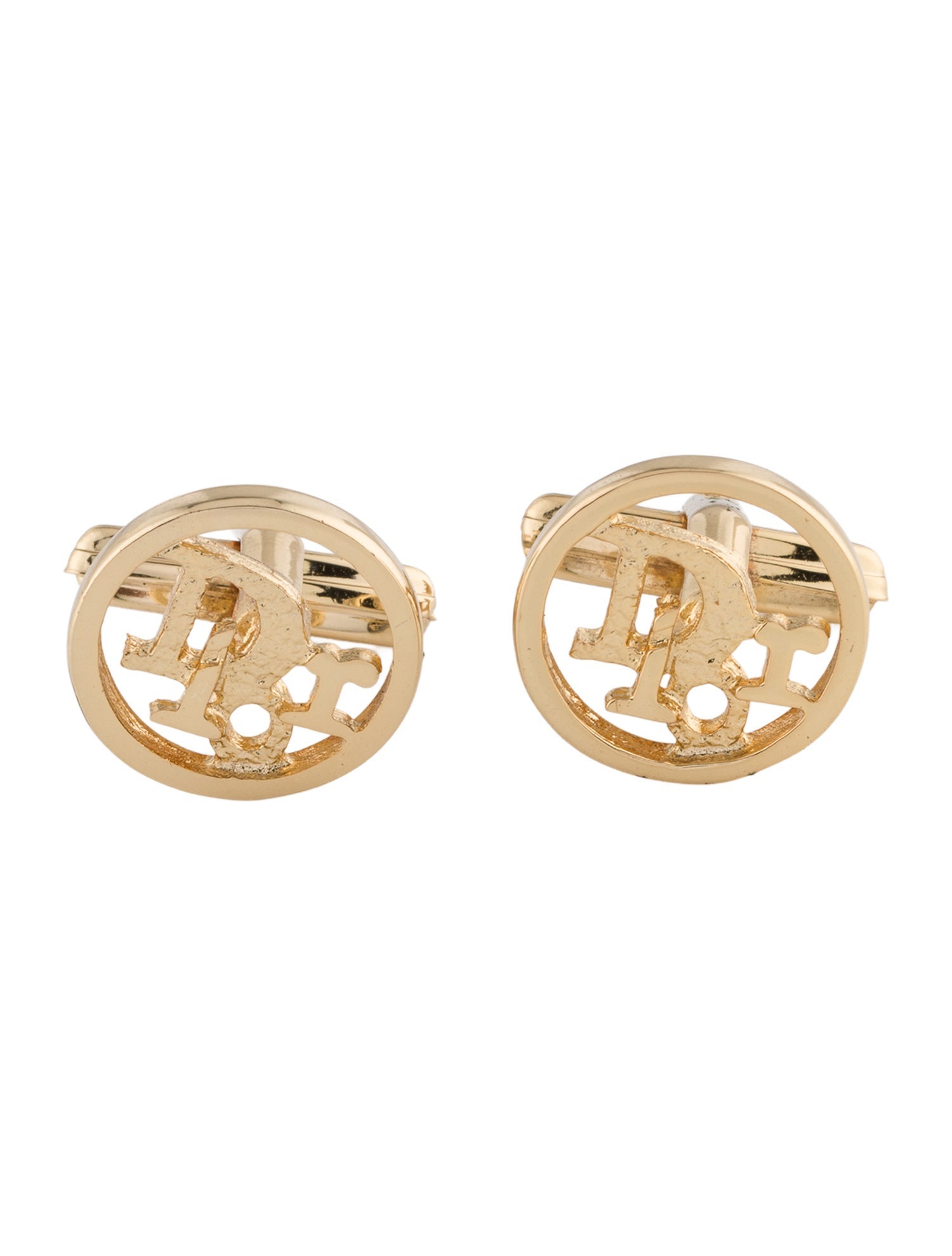 Christian Dior Vintage Round Logo Cufflinks