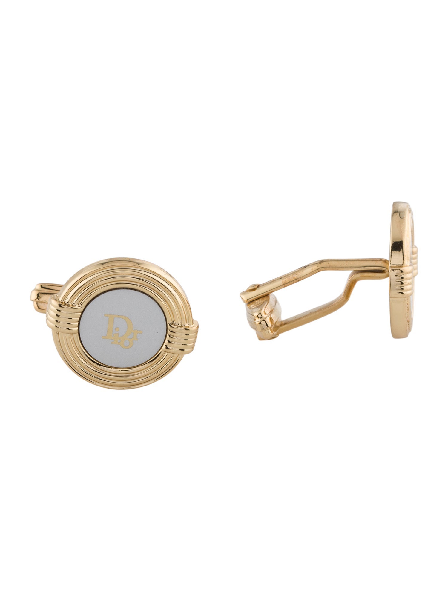 Christian Dior Vintage Two-Tone Logo Cufflinks