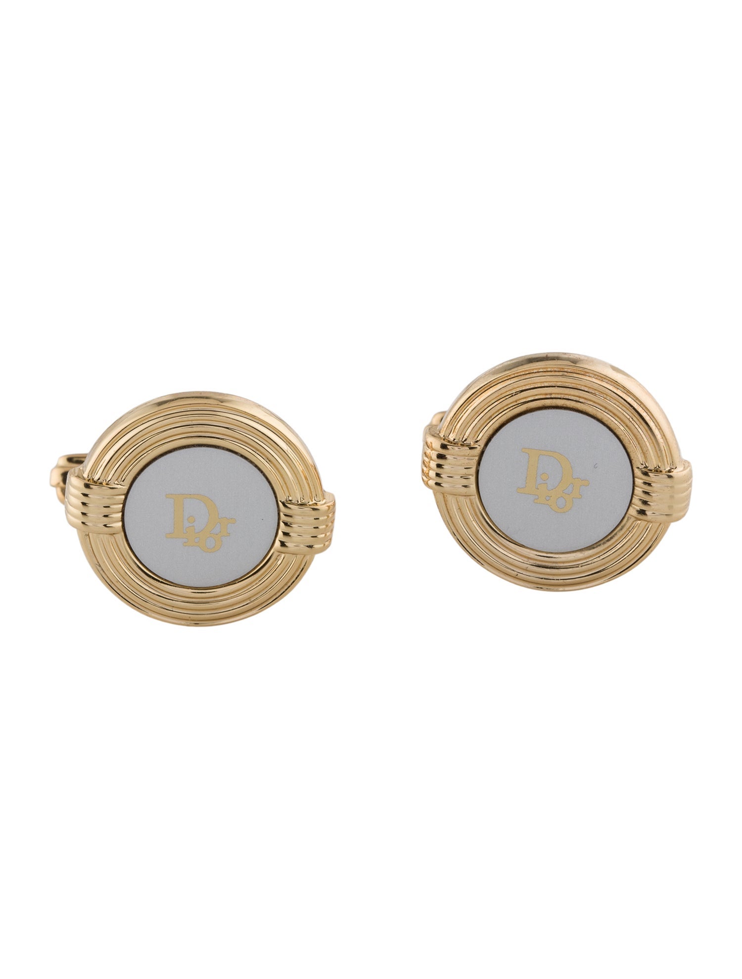 Christian Dior Vintage Two-Tone Logo Cufflinks