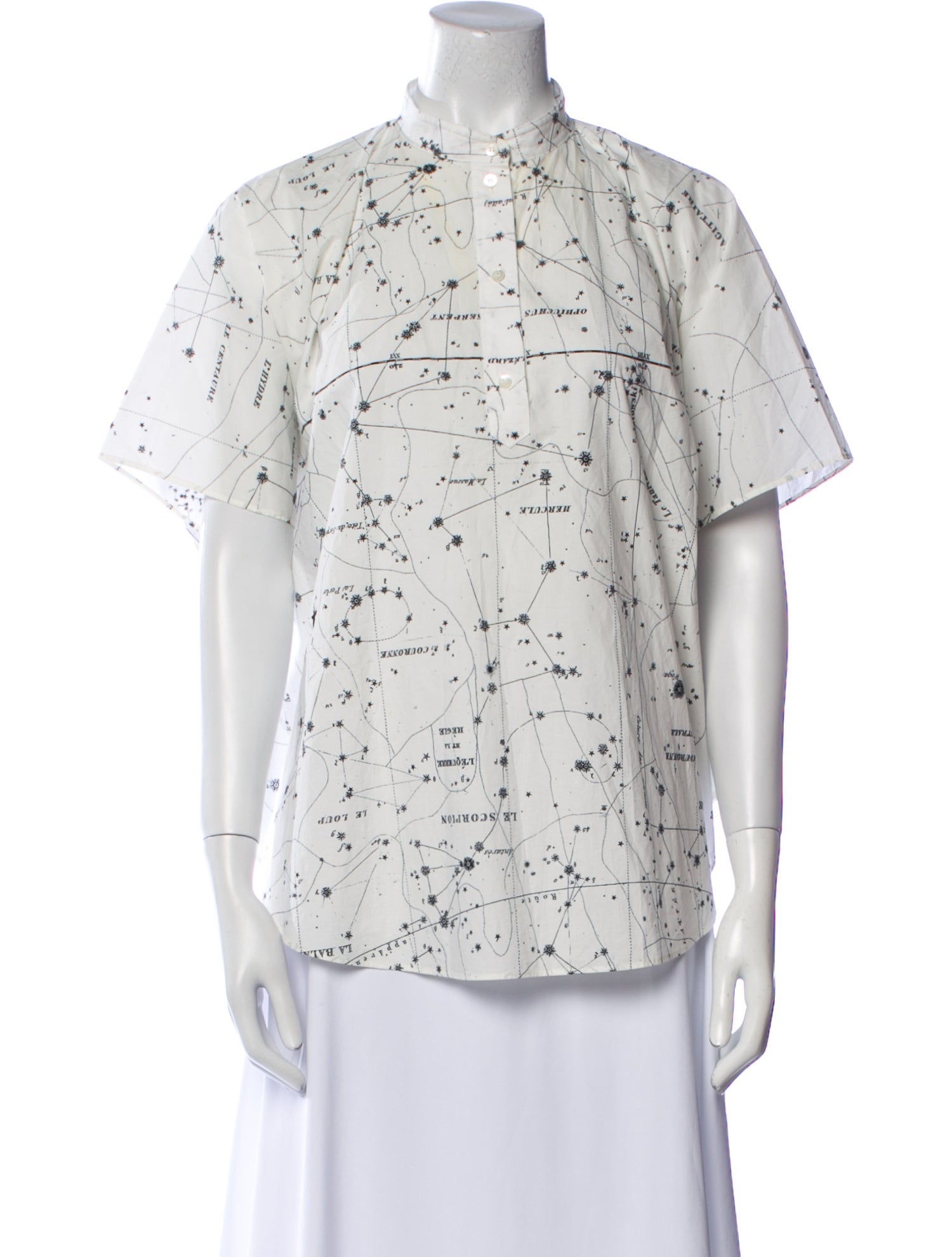 Christian Dior Printed Short Sleeve Button-Up Top
