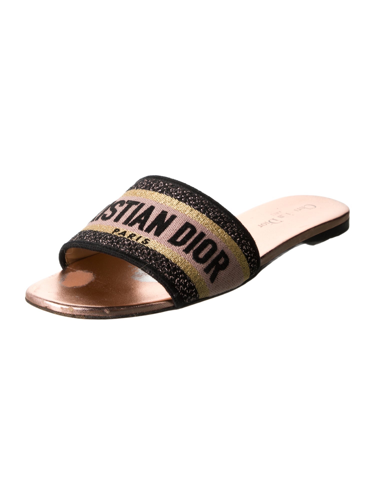 Christian Dior Printed Embroidered Accent Slides