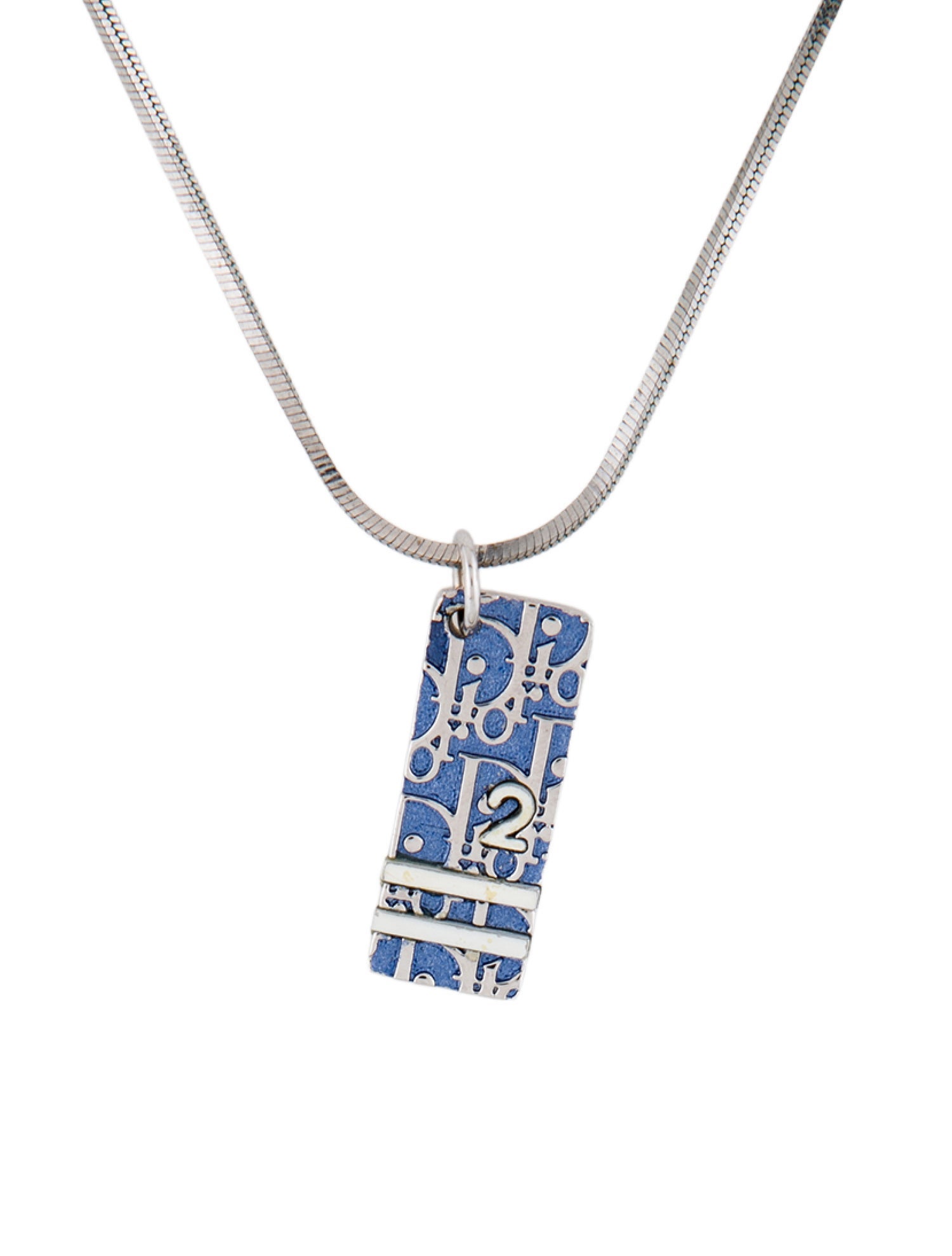 Christian Dior Enamel Oblique Trotter Pendant Necklace