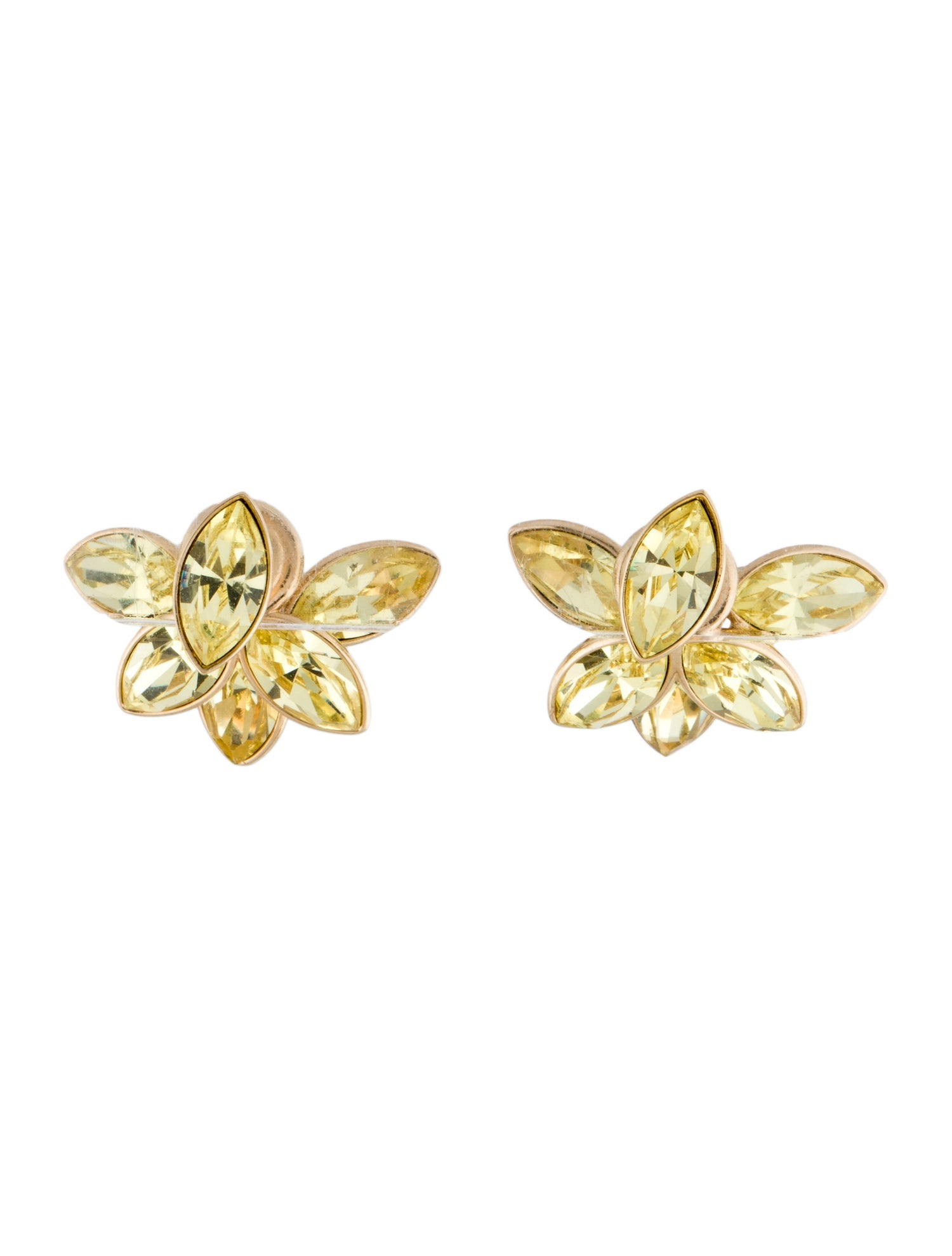 Christian Dior Crystal Flower Petal Mise En Tribal Stud Earrings