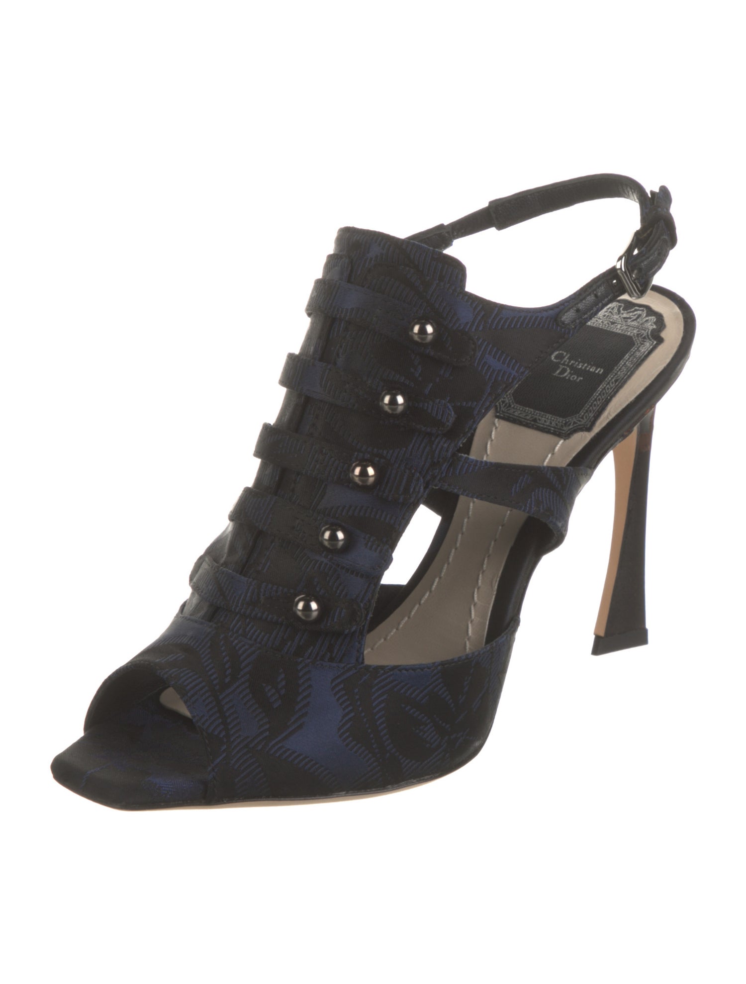 Christian Dior Leather Trim Embellishment Slingback Sandals