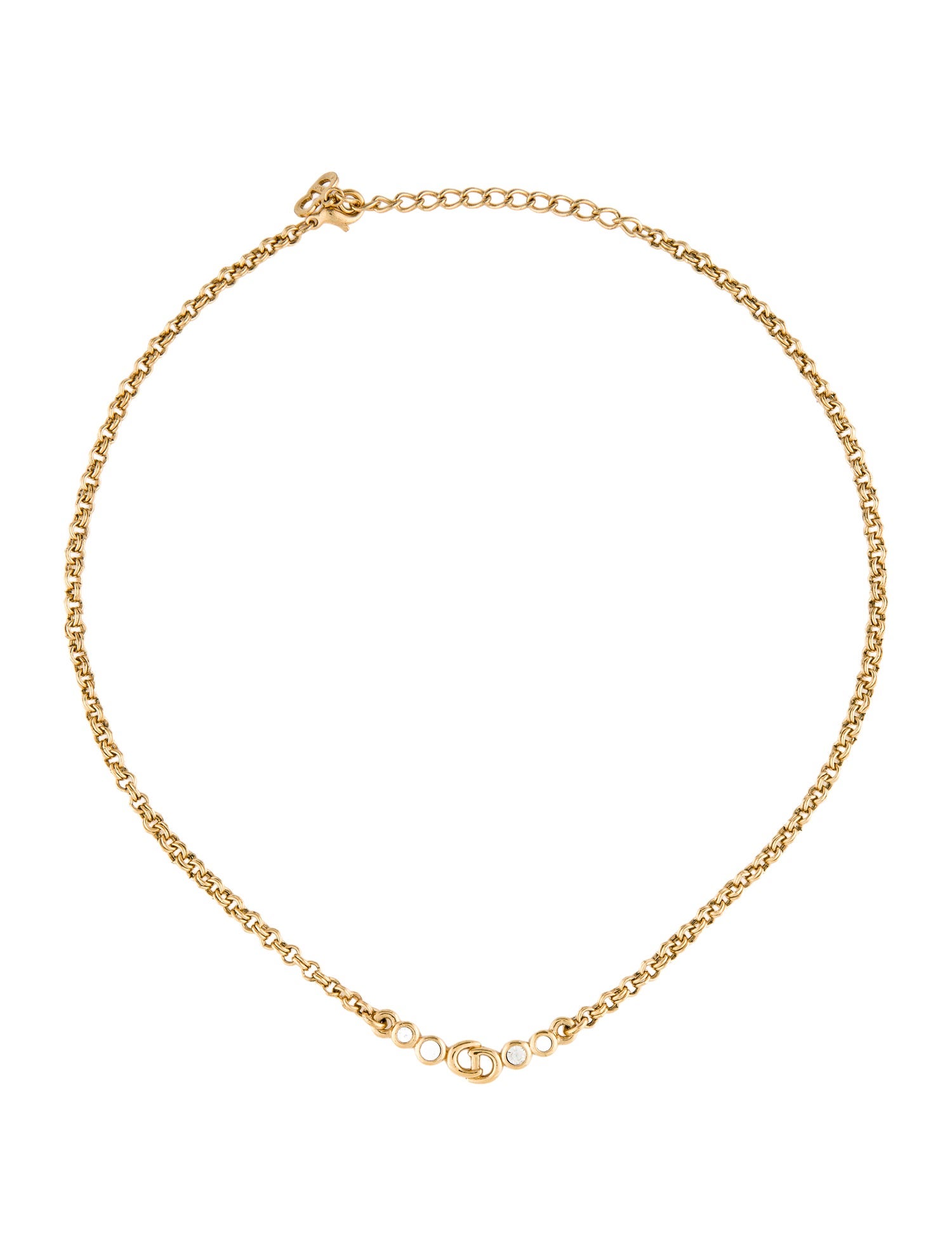 Christian Dior Crystal CD Chain Necklace
