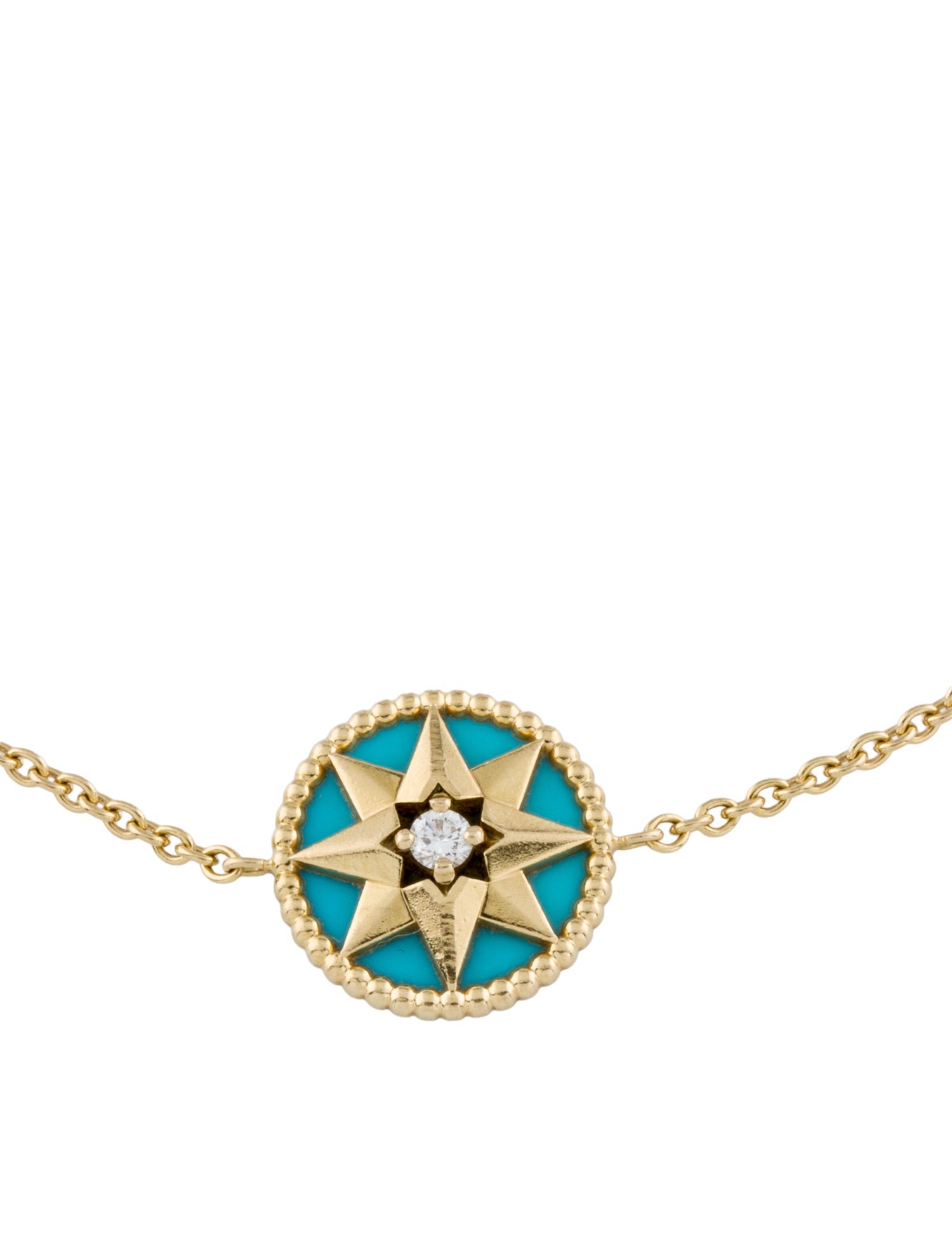 Christian Dior 18K Turquoise & Diamond Rose Des Vents Bracelet