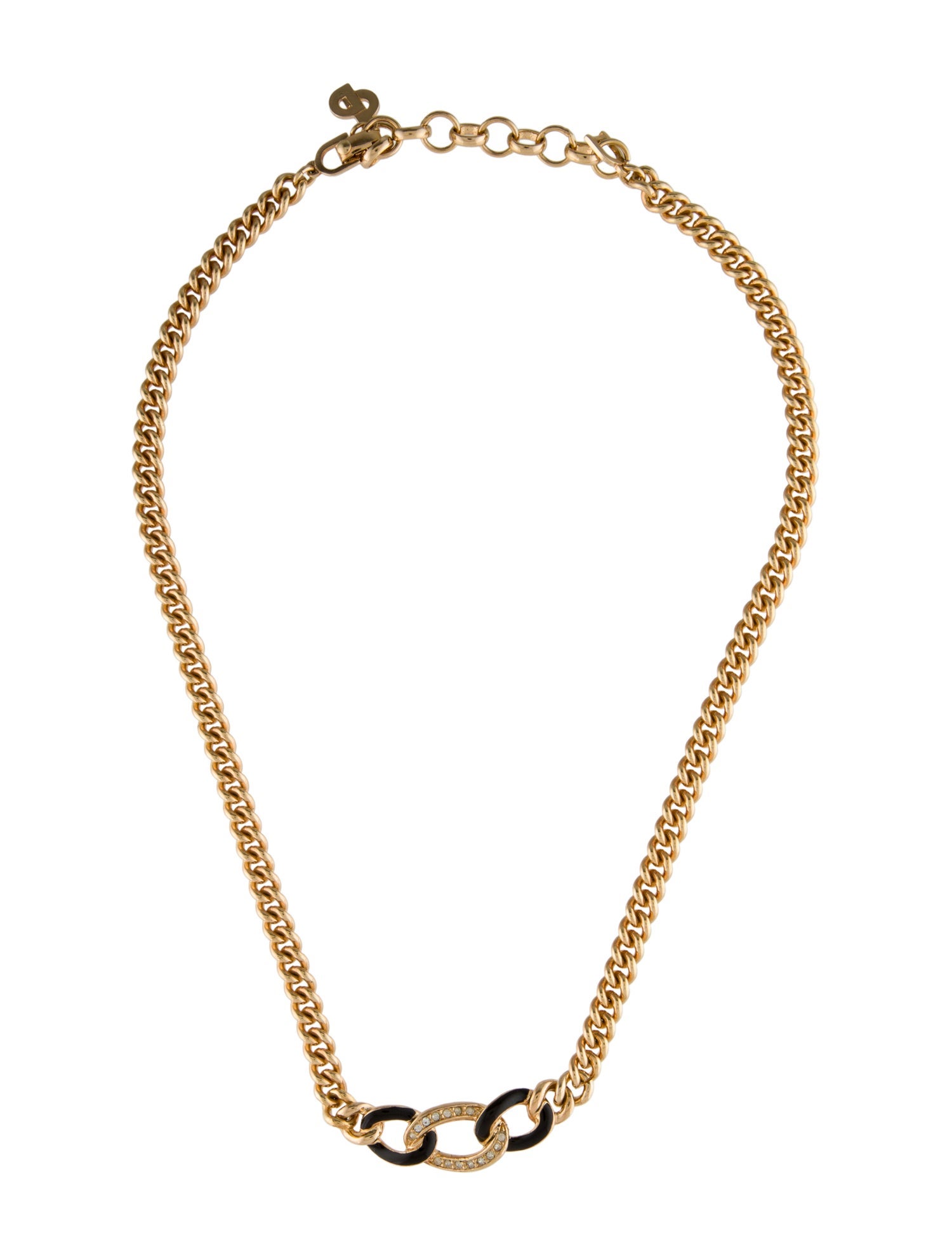 Christian Dior Vintage Crystal & Enamel Link Collar Necklace