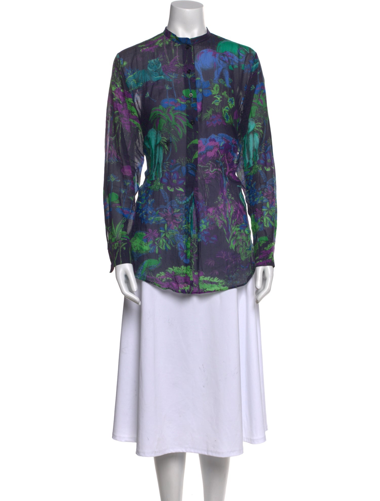 Christian Dior Floral Print Mock Neck Tunic