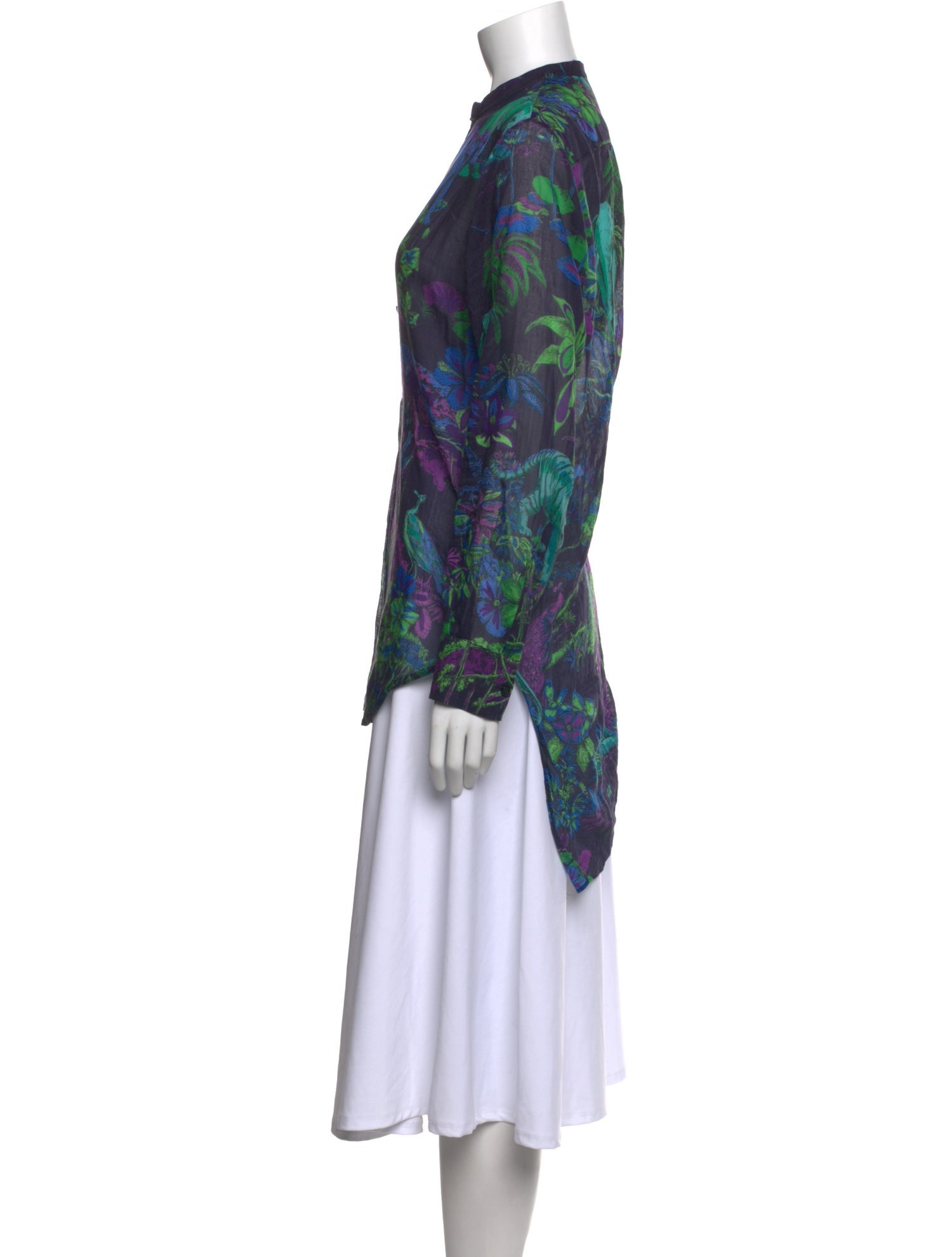 Christian Dior Floral Print Mock Neck Tunic