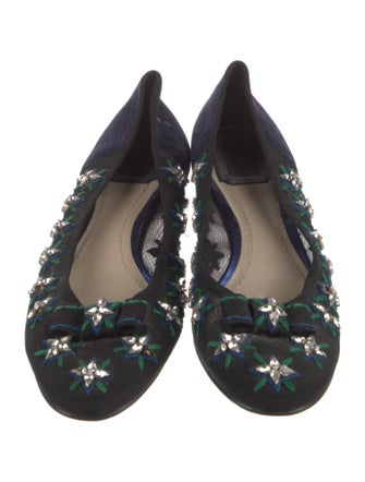 Christian Dior Mesh Crystal Embellishments Ballet Flats