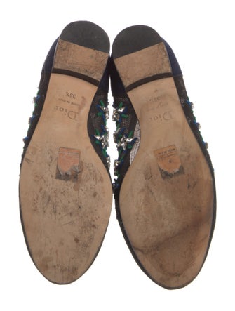 Christian Dior Mesh Crystal Embellishments Ballet Flats