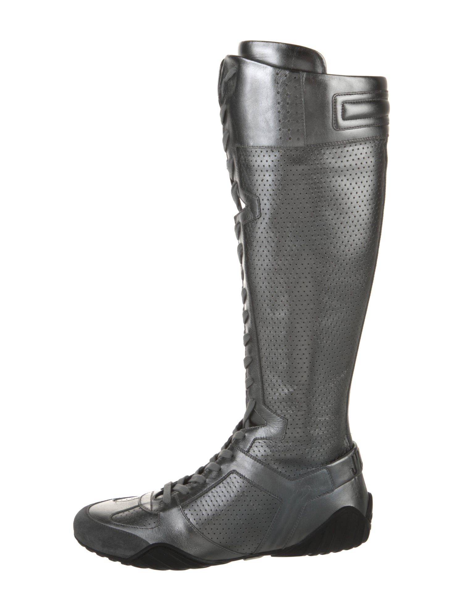 Christian Dior Leather Colorblock Pattern Riding Boots