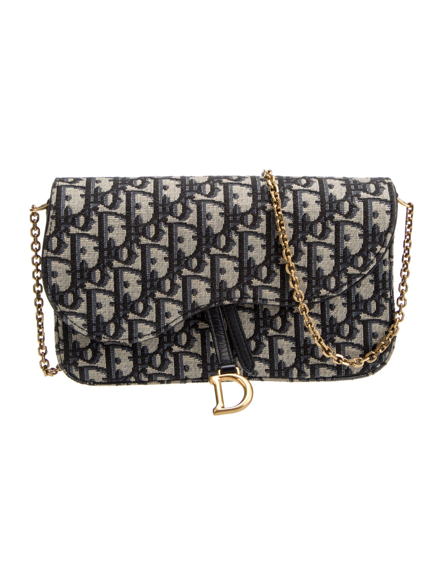 Christian Dior Oblique Jacquard Wallet on Chain Small