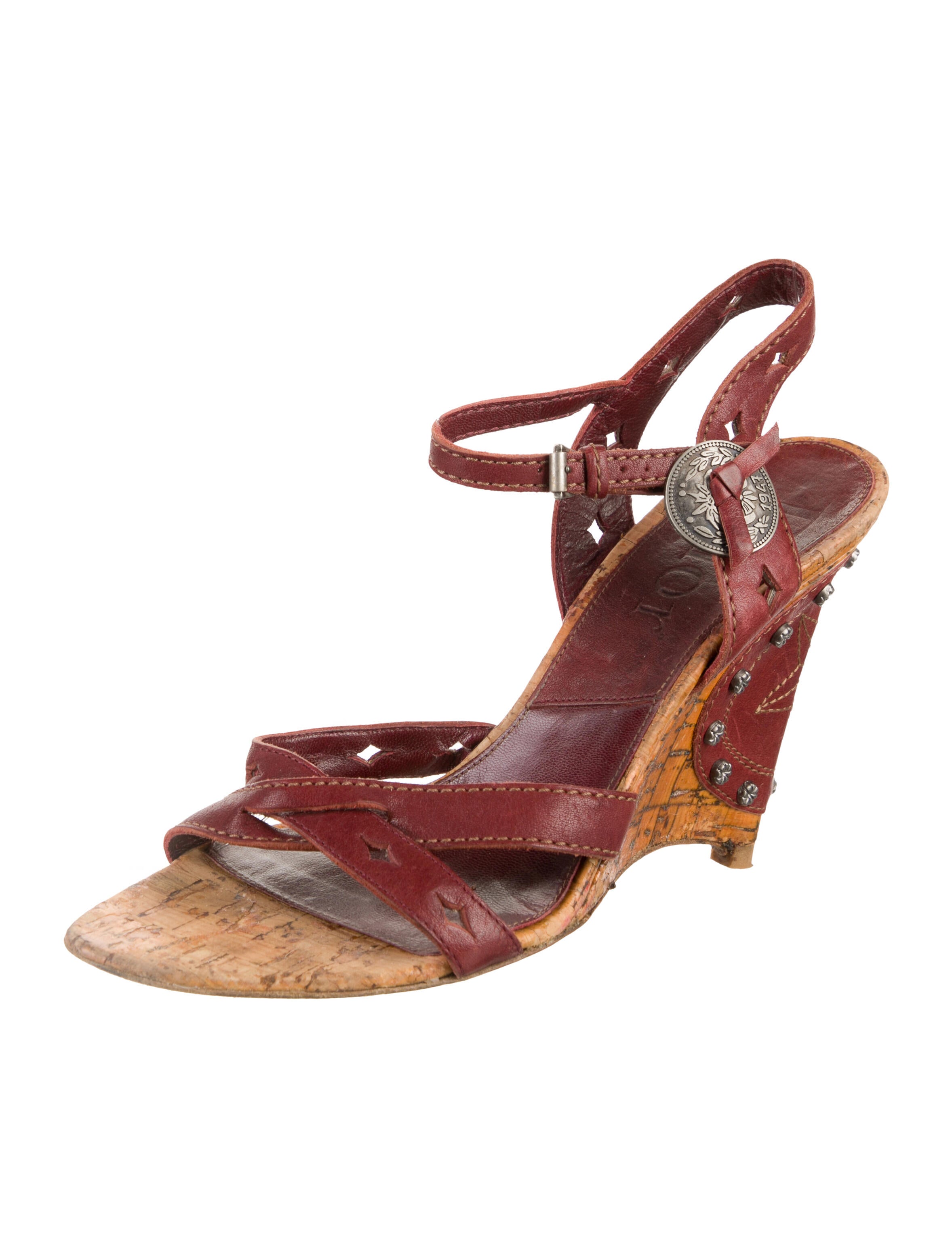 Christian Dior Leather Printed Slingback Sandals
