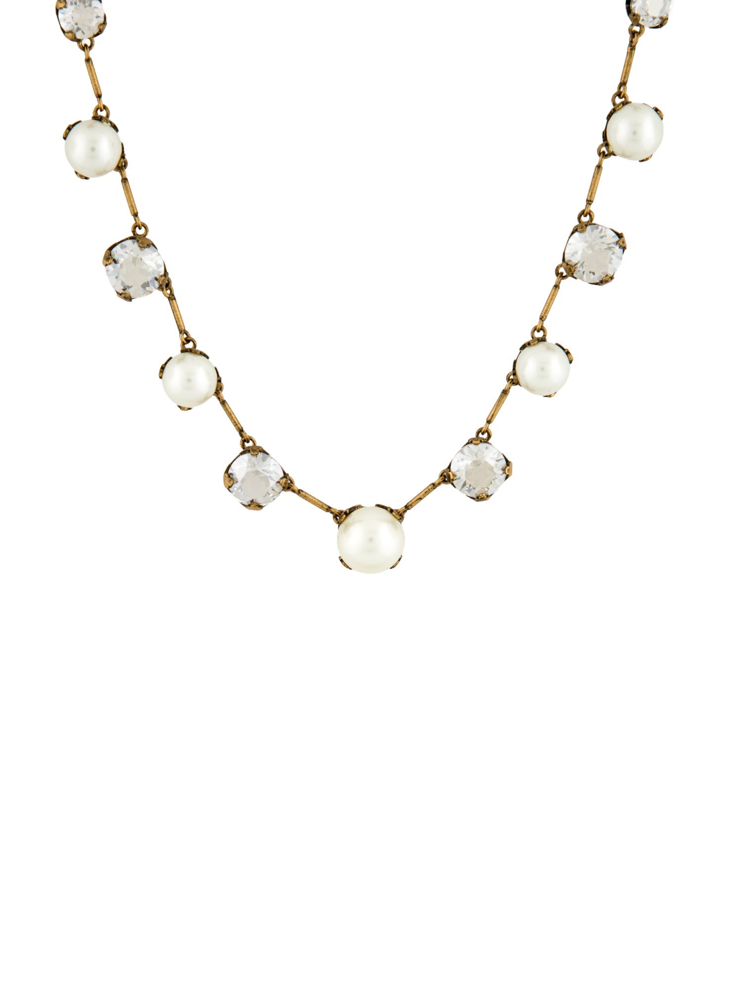Christian Dior Faux Pearl & Crystal Collar Station Necklace