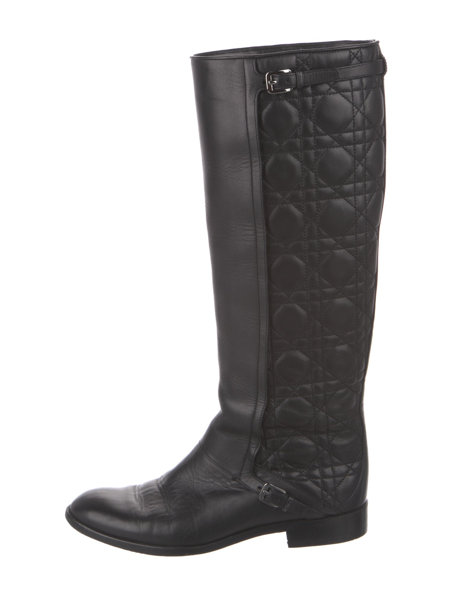Christian Dior Cannage Pattern Leather Riding Boots