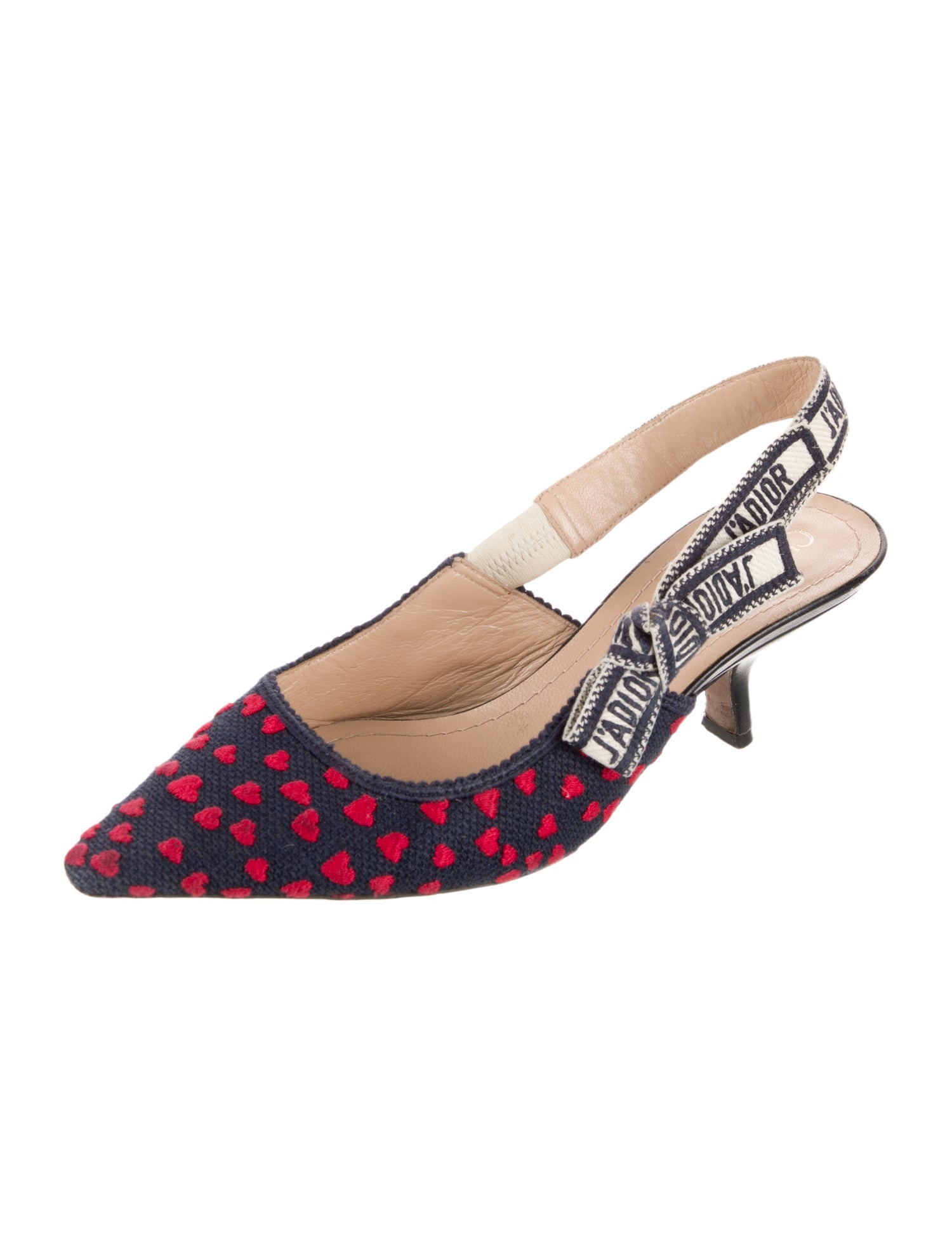 Christian Dior Printed Bow Accents Slingback Pumps