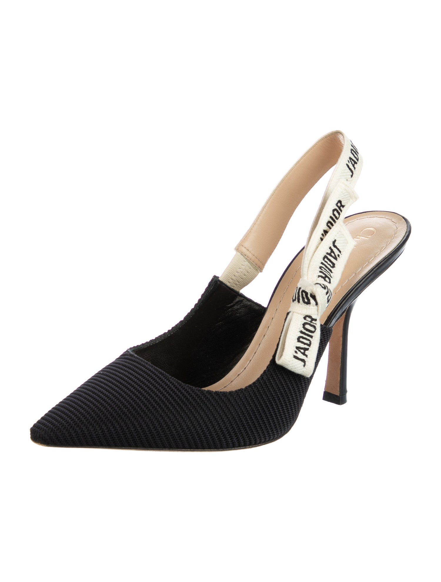 Christian Dior Graphic Print Bow Accents Slingback Pumps