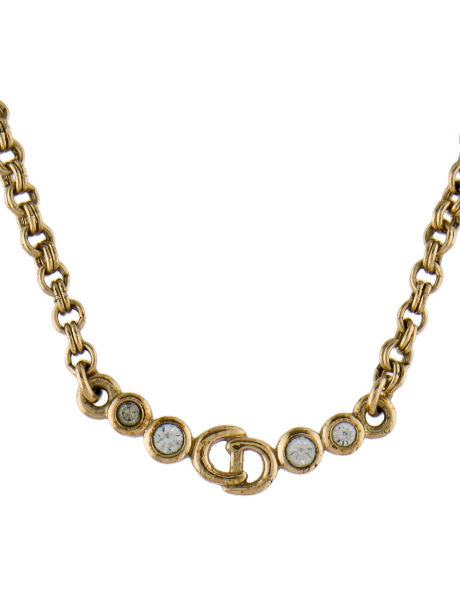 Christian Dior Vintage Crystal CD Collar Necklace