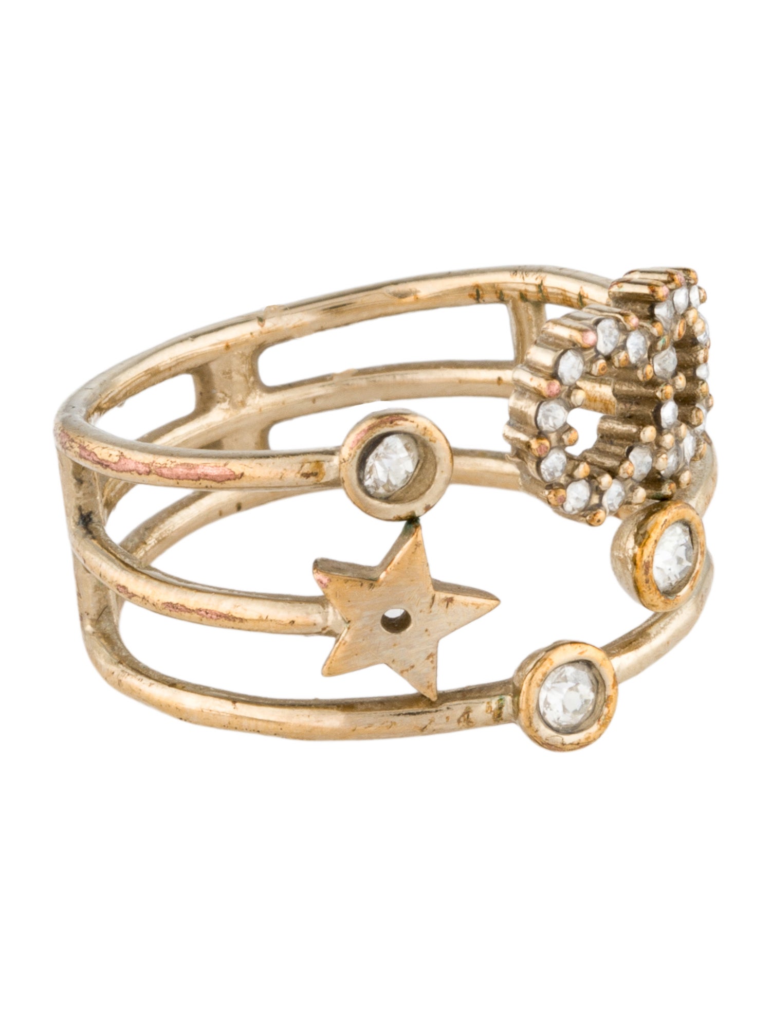 Christian Dior Crystal Shiny D Ring