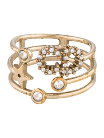 Christian Dior Crystal Shiny D Ring