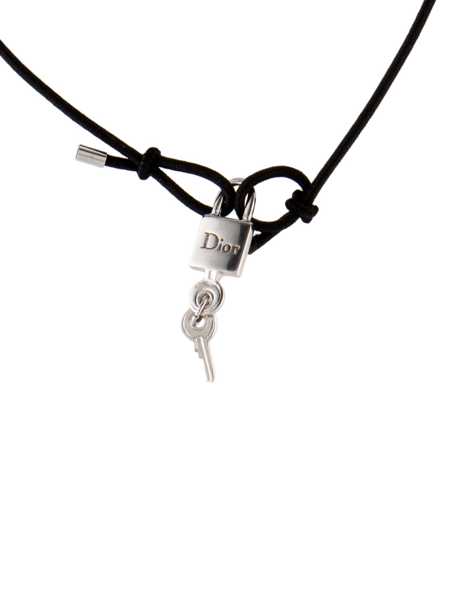 Christian Dior Cord Padlock & Key Choker Necklace