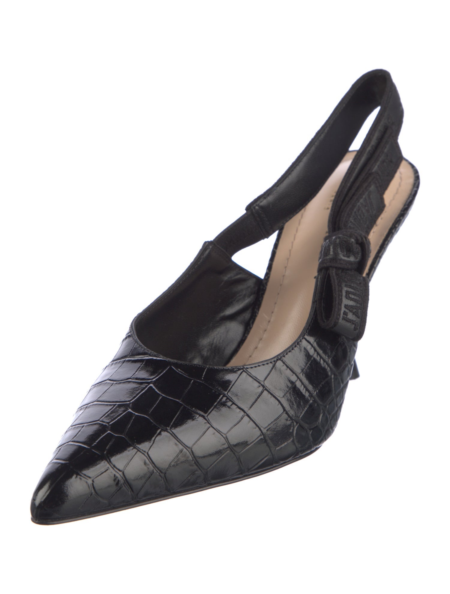 Christian Dior Intrecciato Weave Leather Slingback Pumps
