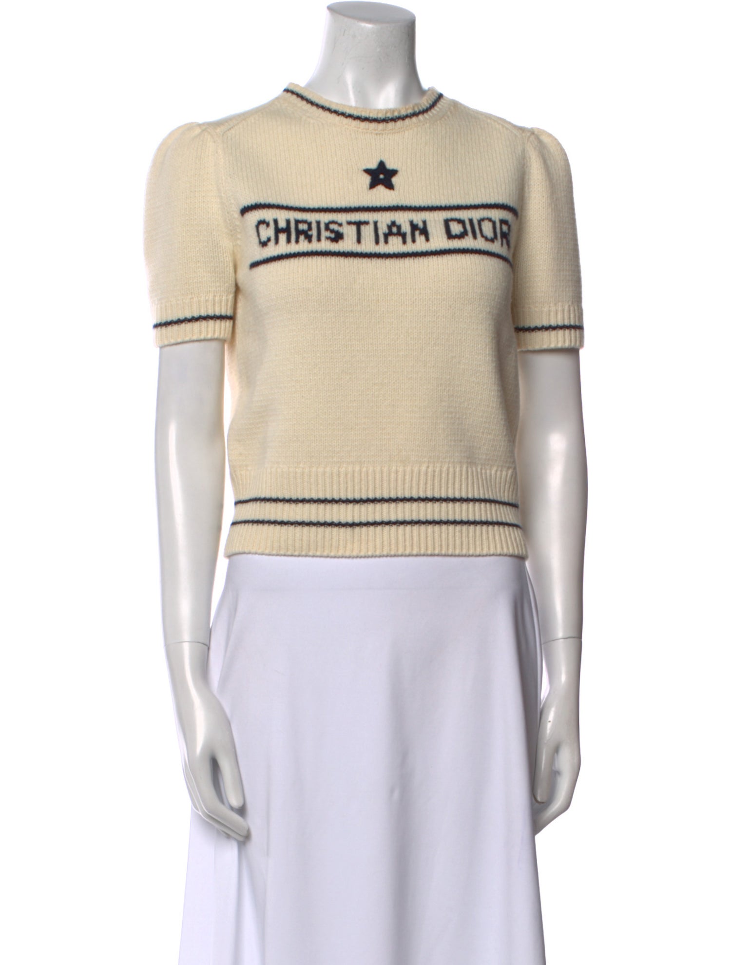 Christian Dior Virgin Wool Graphic Print Sweater