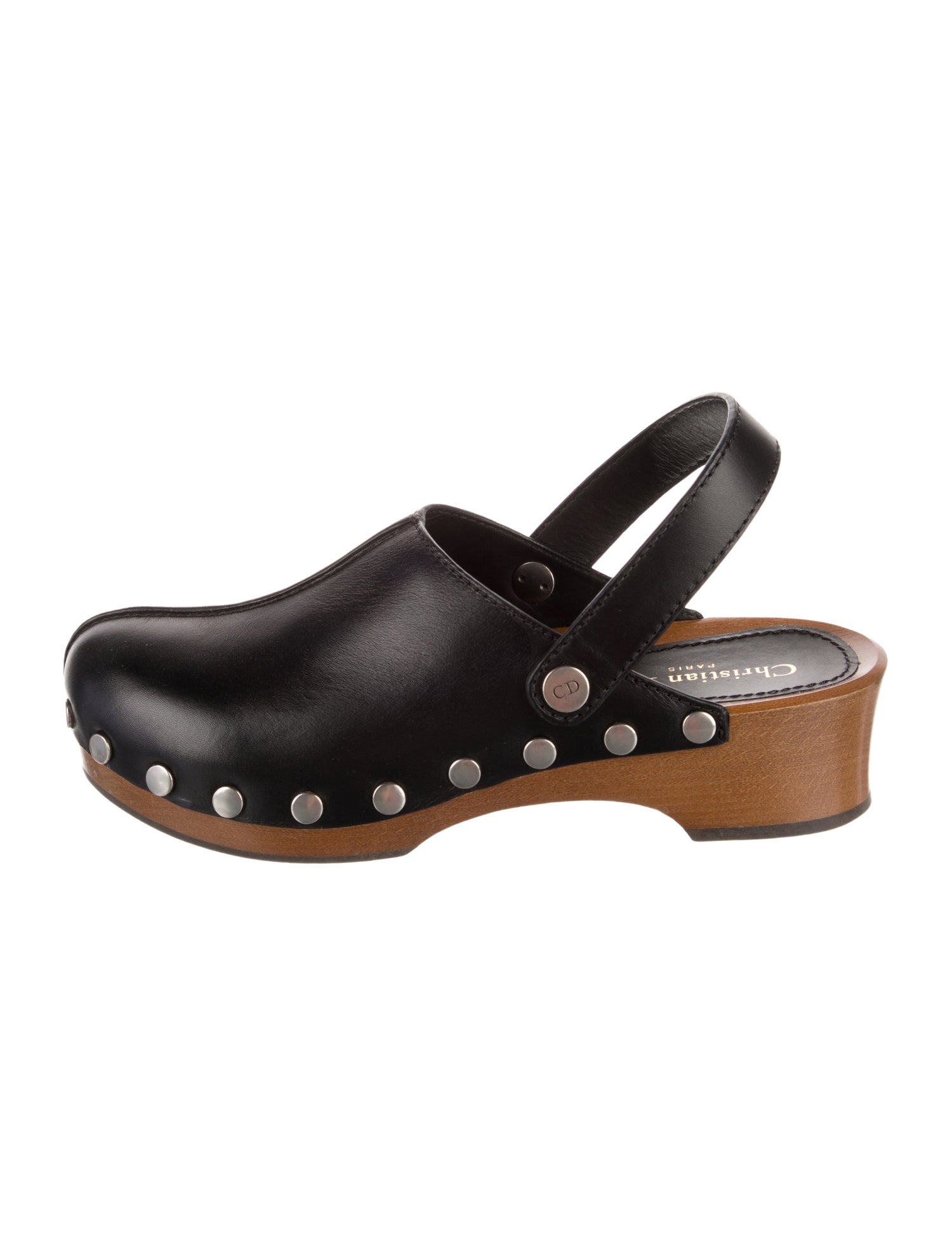 Christian Dior Leather Studded Accents Slingback Flats