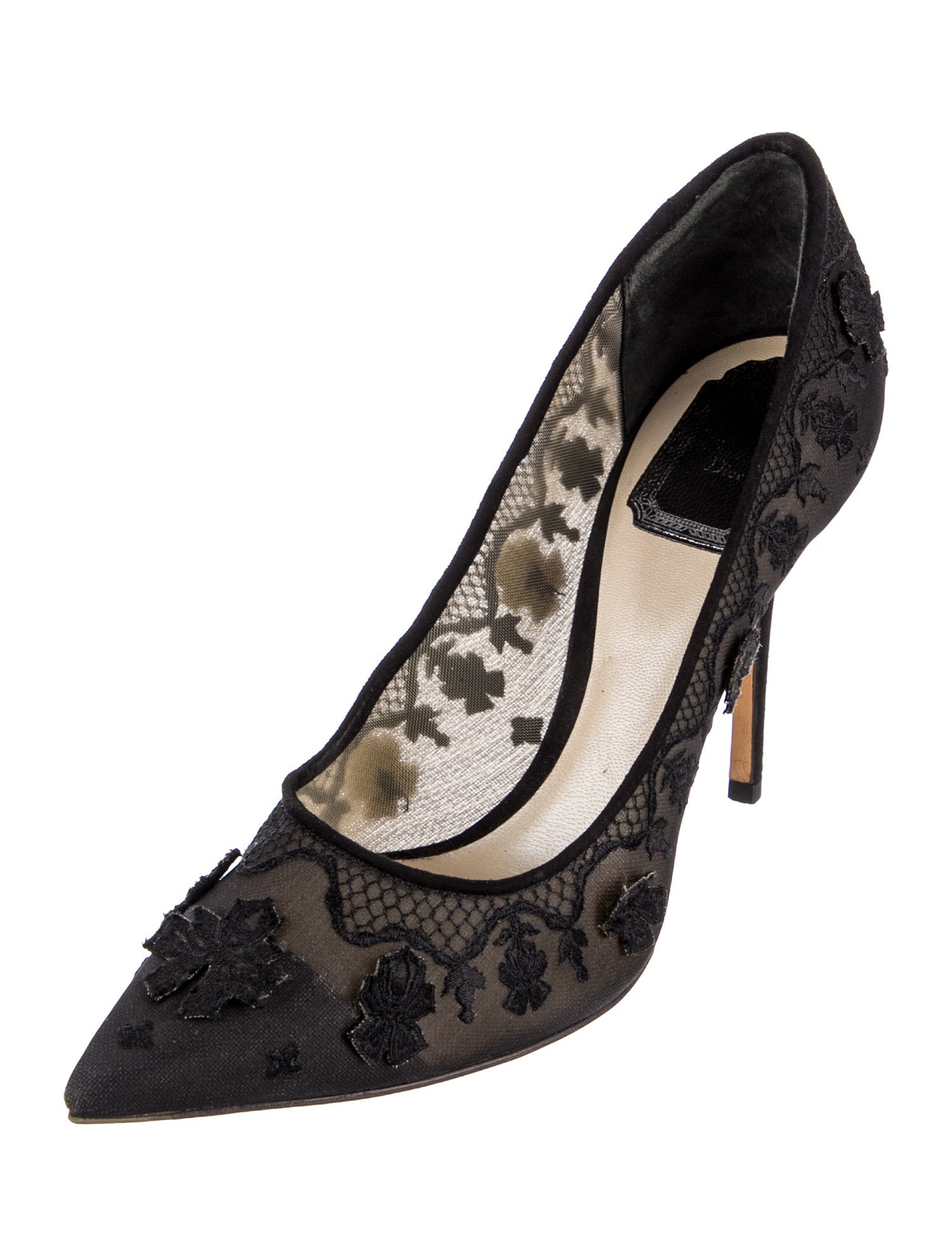 Christian Dior Diorissimo Pattern Lace Pumps
