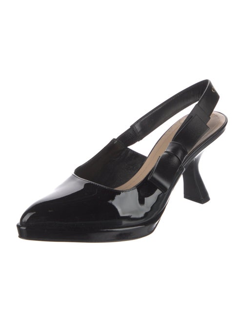 Christian Dior Patent Leather Bow Accents Slingback Pumps