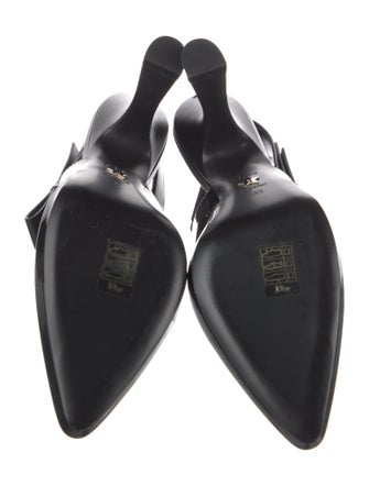 Christian Dior Patent Leather Bow Accents Slingback Pumps