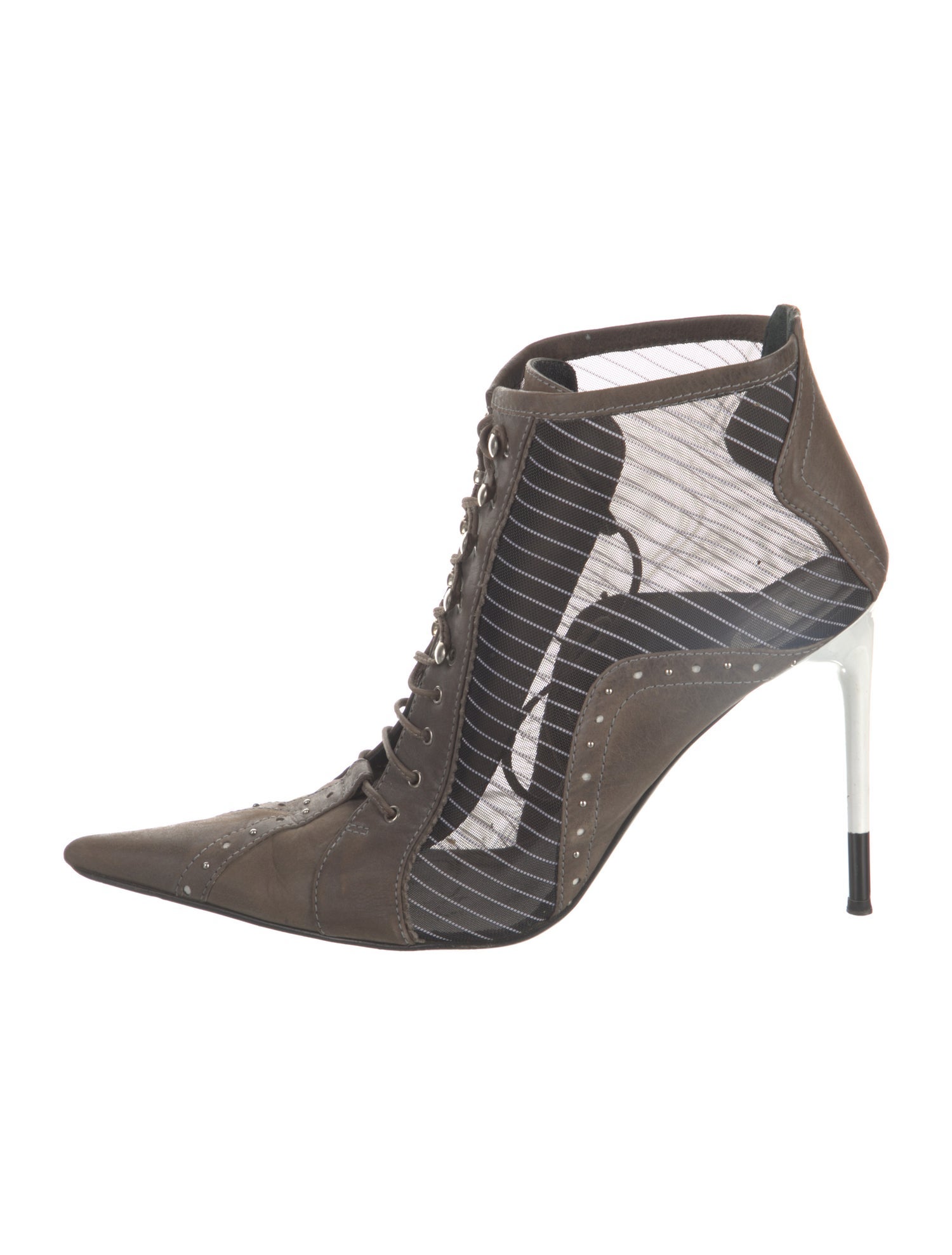 Christian Dior Leather Colorblock Pattern Lace-Up Boots