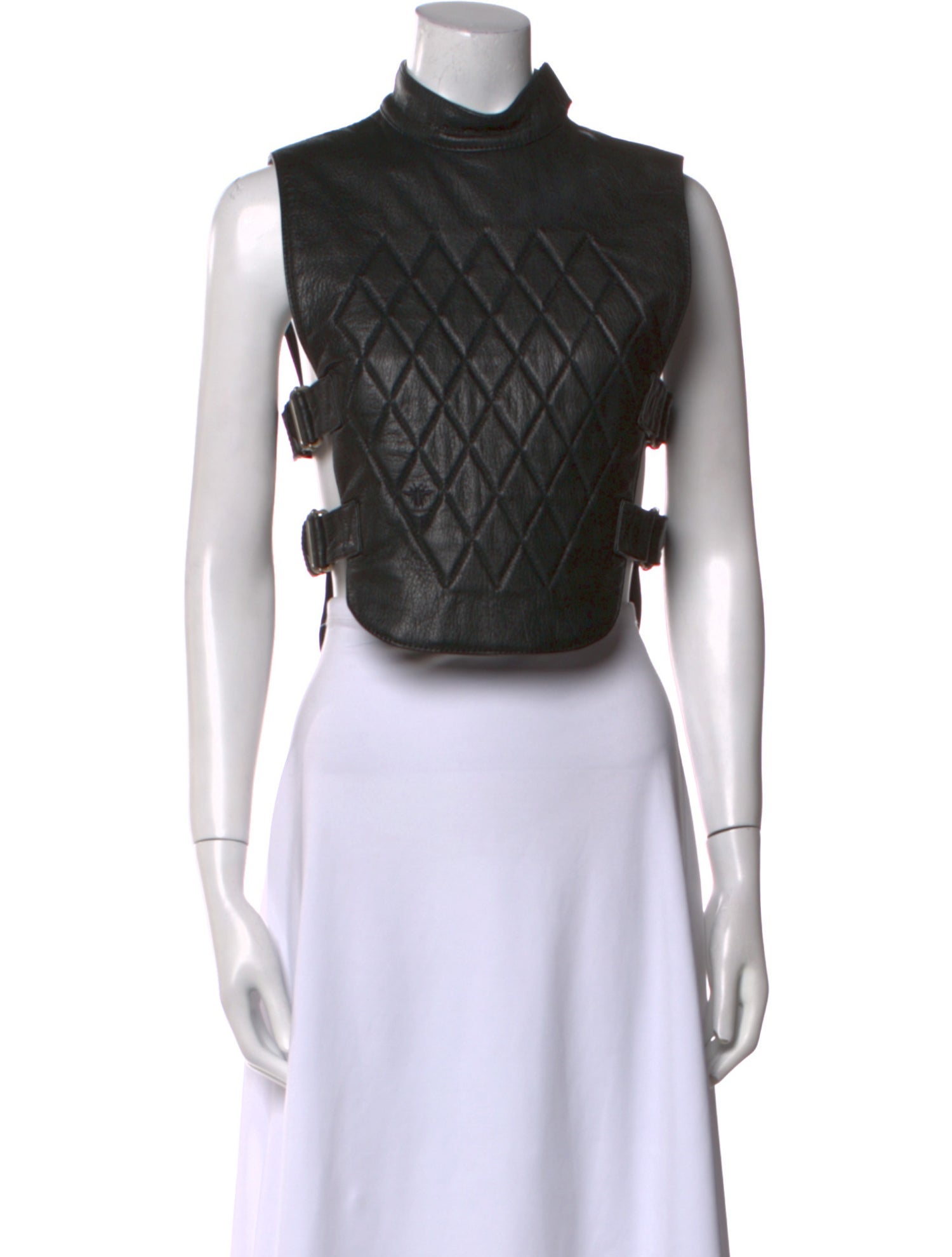 Christian Dior Leather Mock Neck Crop Top
