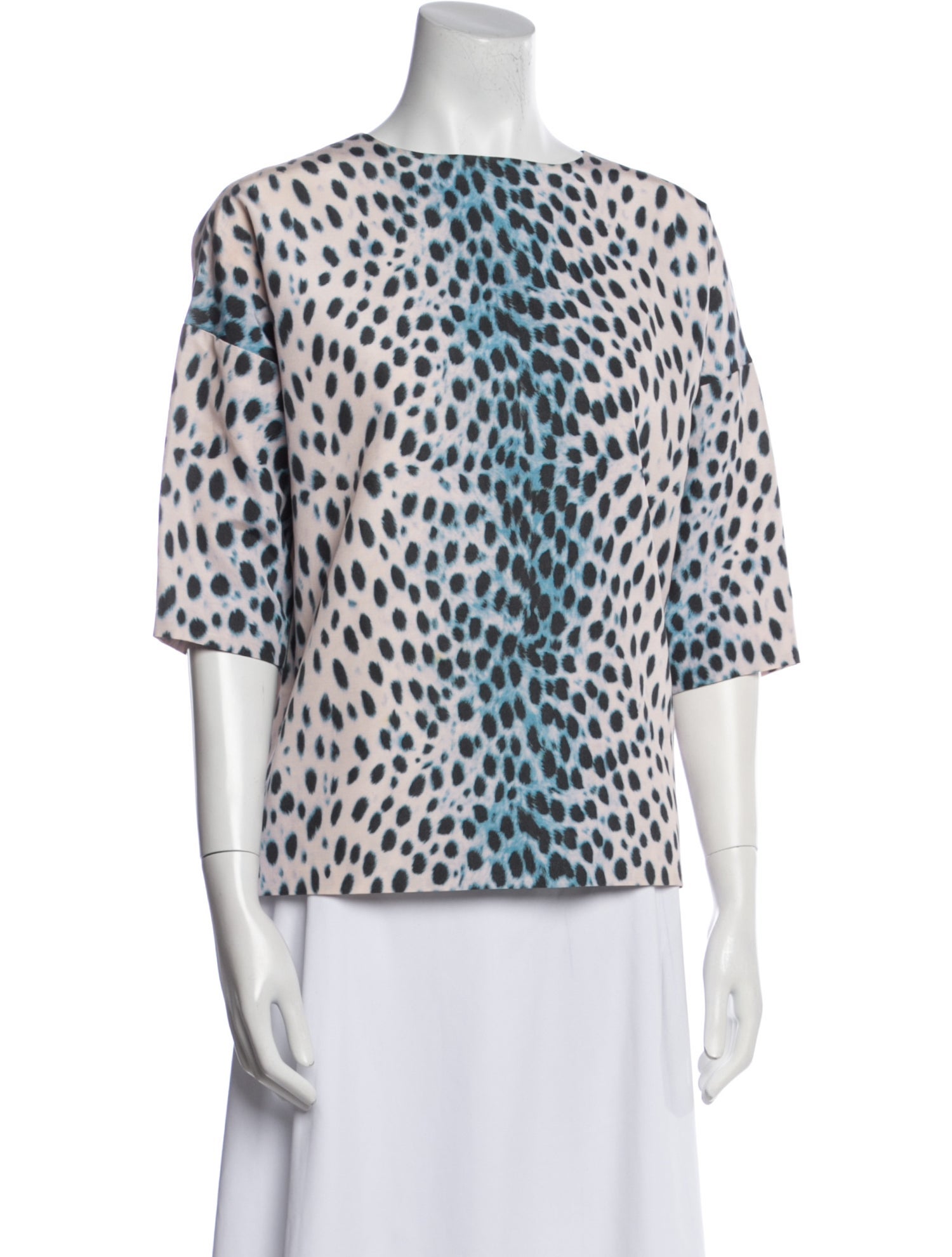 Christian Dior Animal Print Bateau Neckline Blouse